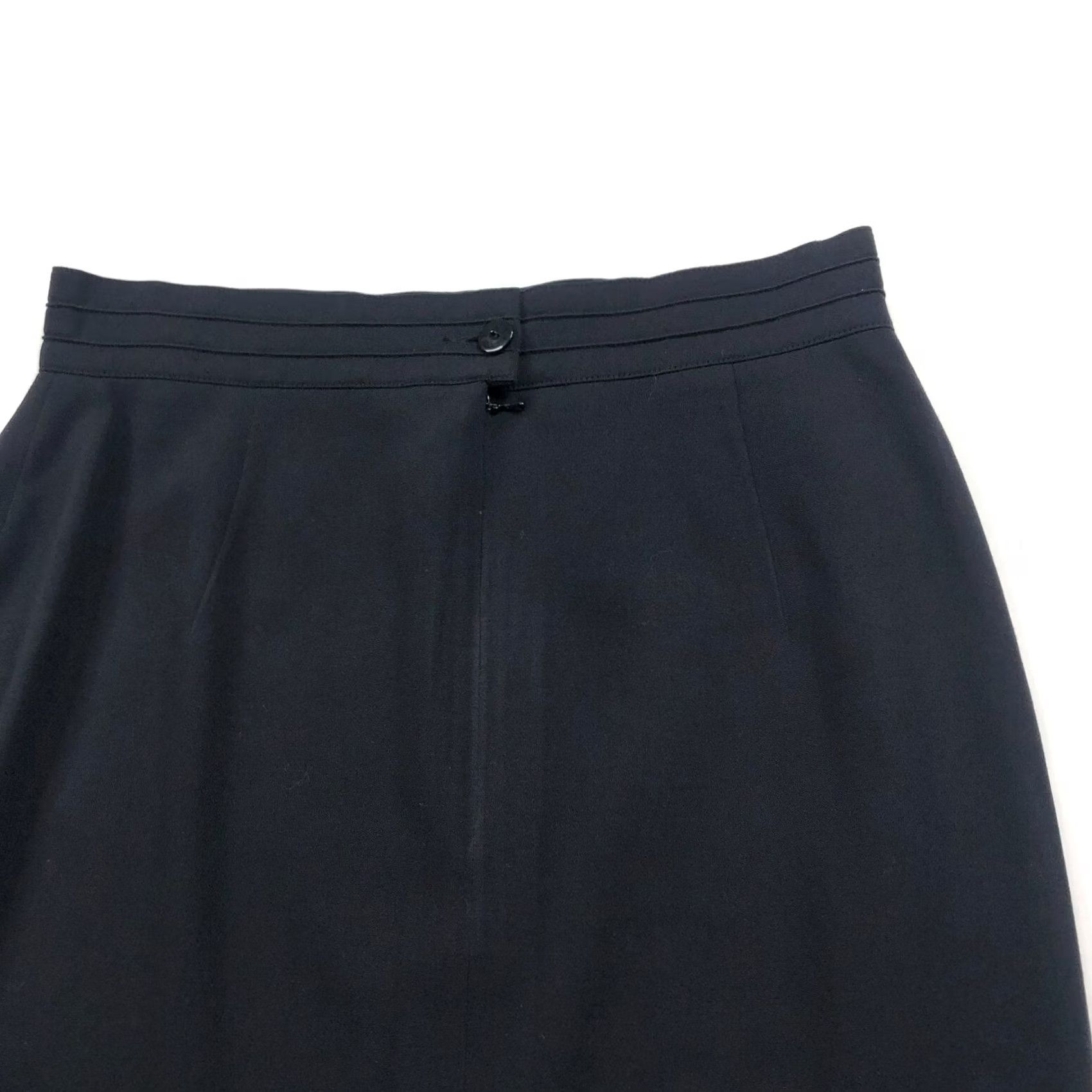 Escada VINTAGE Escada Skirt Black Mini Button Zip Lined Wool 31 In 5.25 ECESCADA VTG Size 32" / US 10 / IT 46 - 3 Thumbnail