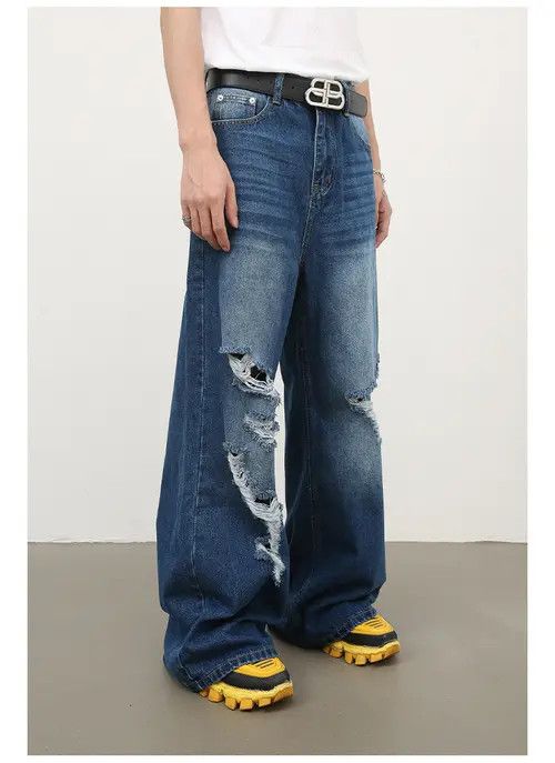 Jean Vintage washed straight-leg ripped jeans Size US 32 / EU 48 - 8 Thumbnail