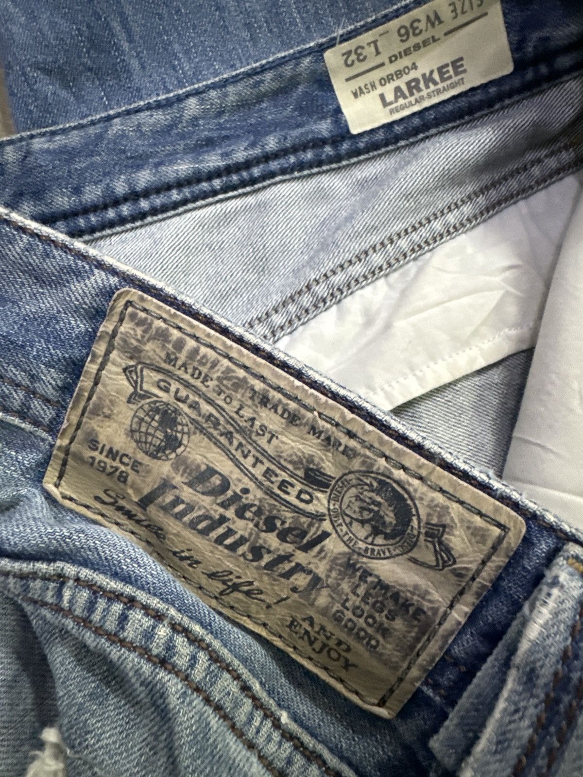 Japanese Brand × Vintage Vintage Distressed Diesel Industry Thrashed Jeans Size US 36 / EU 52 - 18 Thumbnail