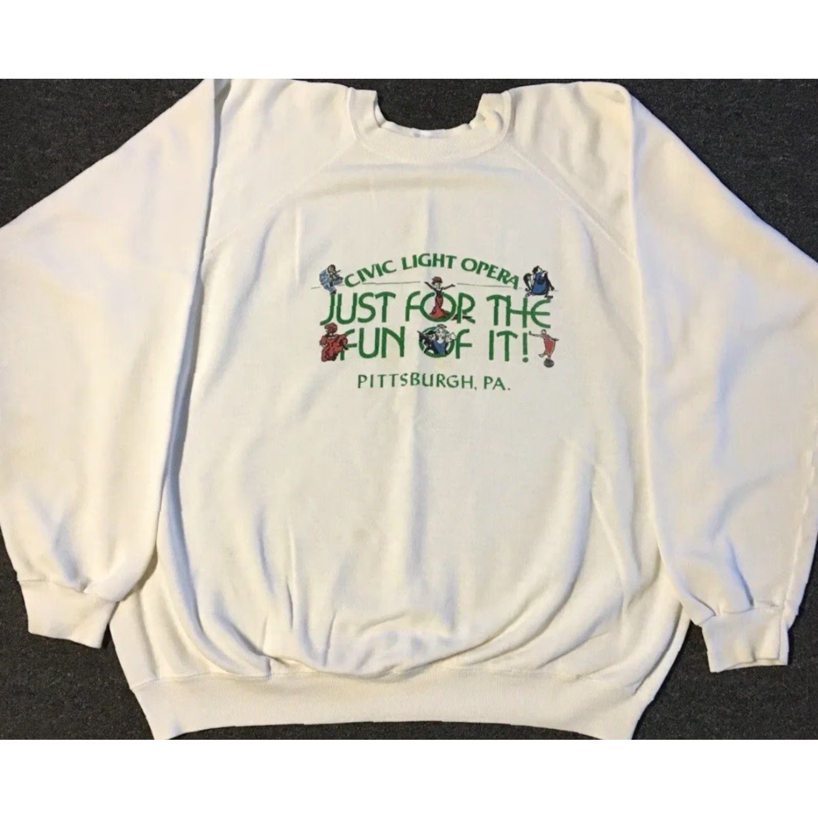 Vintage VINTAGE Pittsburgh Sweatshirt Shirt Men L White 80s 90s Grunge Theatre Broadway Boxy Fit USA Made Charlie Brown? Size US L / EU 52-54 / 3 - 2 Thumbnail