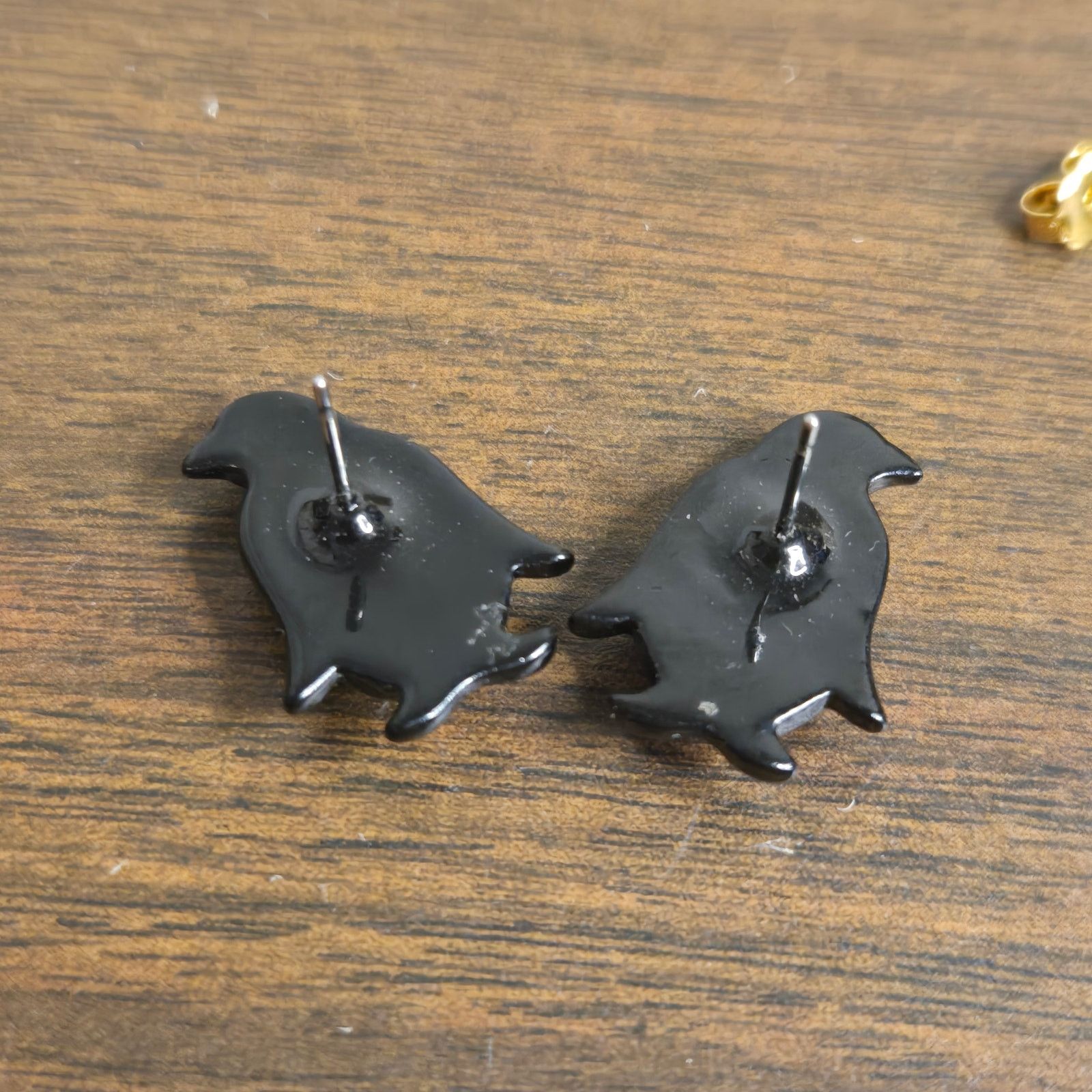 Vintage Gold Tone Owl & Enameled Penguin Studs - Whimsical Bird Size ONE SIZE - 10 Thumbnail