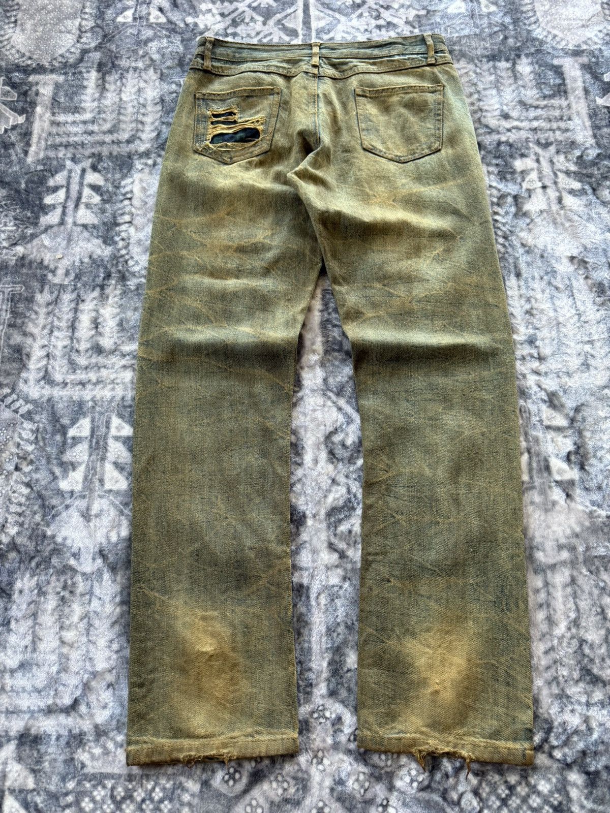 Le Grande Bleu (L.G.B.) 2000s Distressed Mud Wash Check plaid Patched Japanase Jeans Size US 29 - 2 Thumbnail