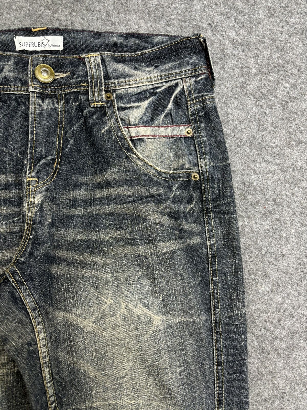 Japanese Brand × Seditionaries 💥Insane 90s Style💥Superubis Valetta Cracked Fades Denim F499 Size US 32 / EU 48 - 4 Thumbnail