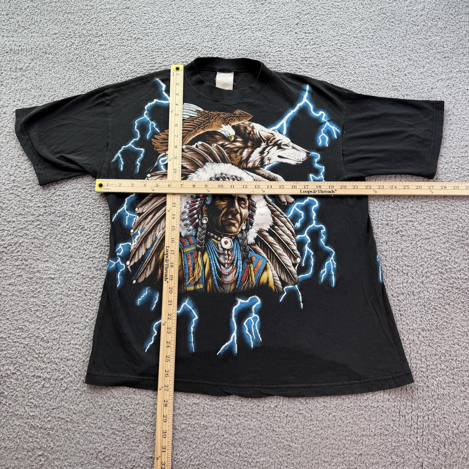 Other Vintage Y2K American Thunder Lightning Eagle Native T Shirt Size US L / EU 52-54 / 3 - 3 Thumbnail
