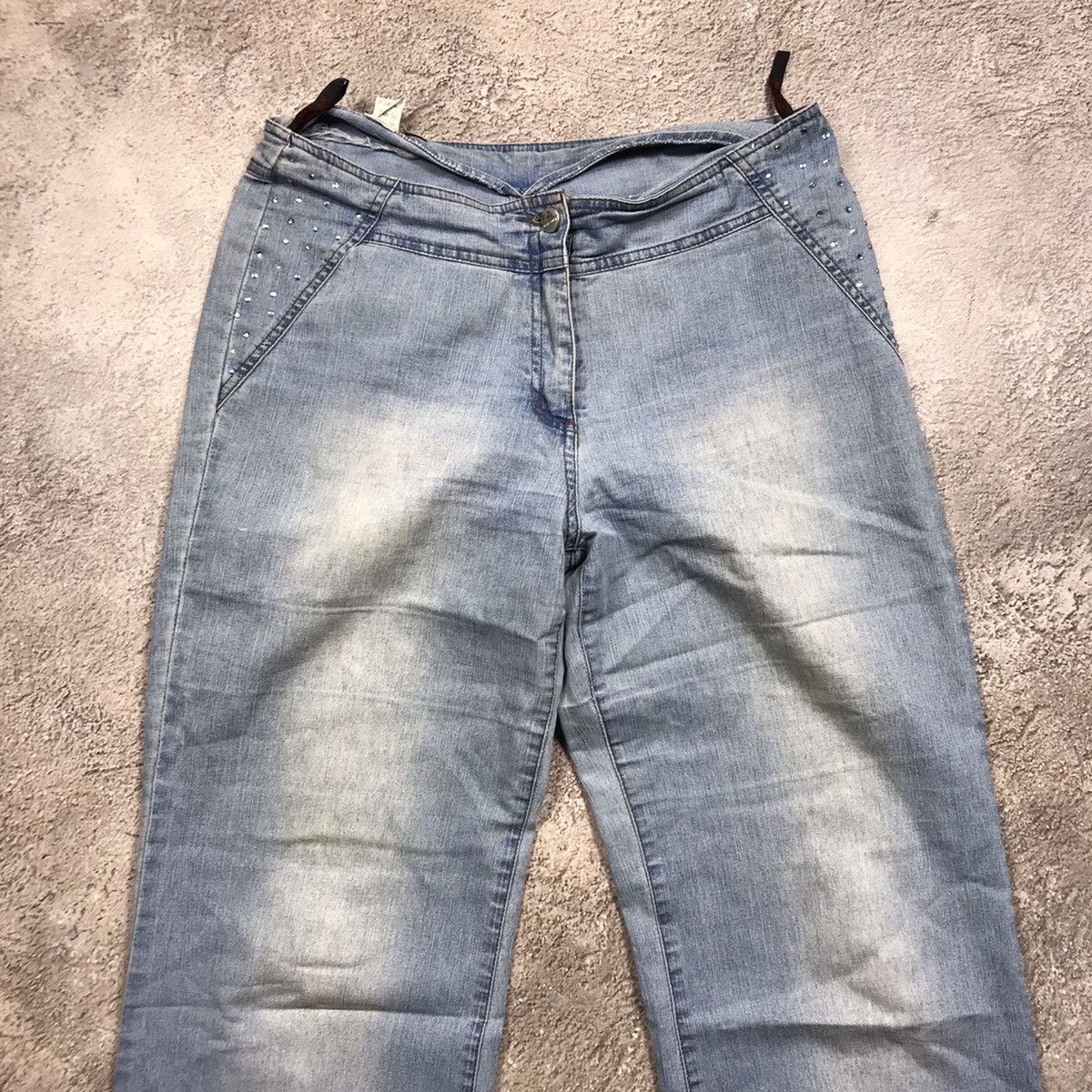 Vintage Y2K Baggy Distressed Wide Leg Denim Jeans Faded Blue Punk 29 Size 29" - 2 Thumbnail