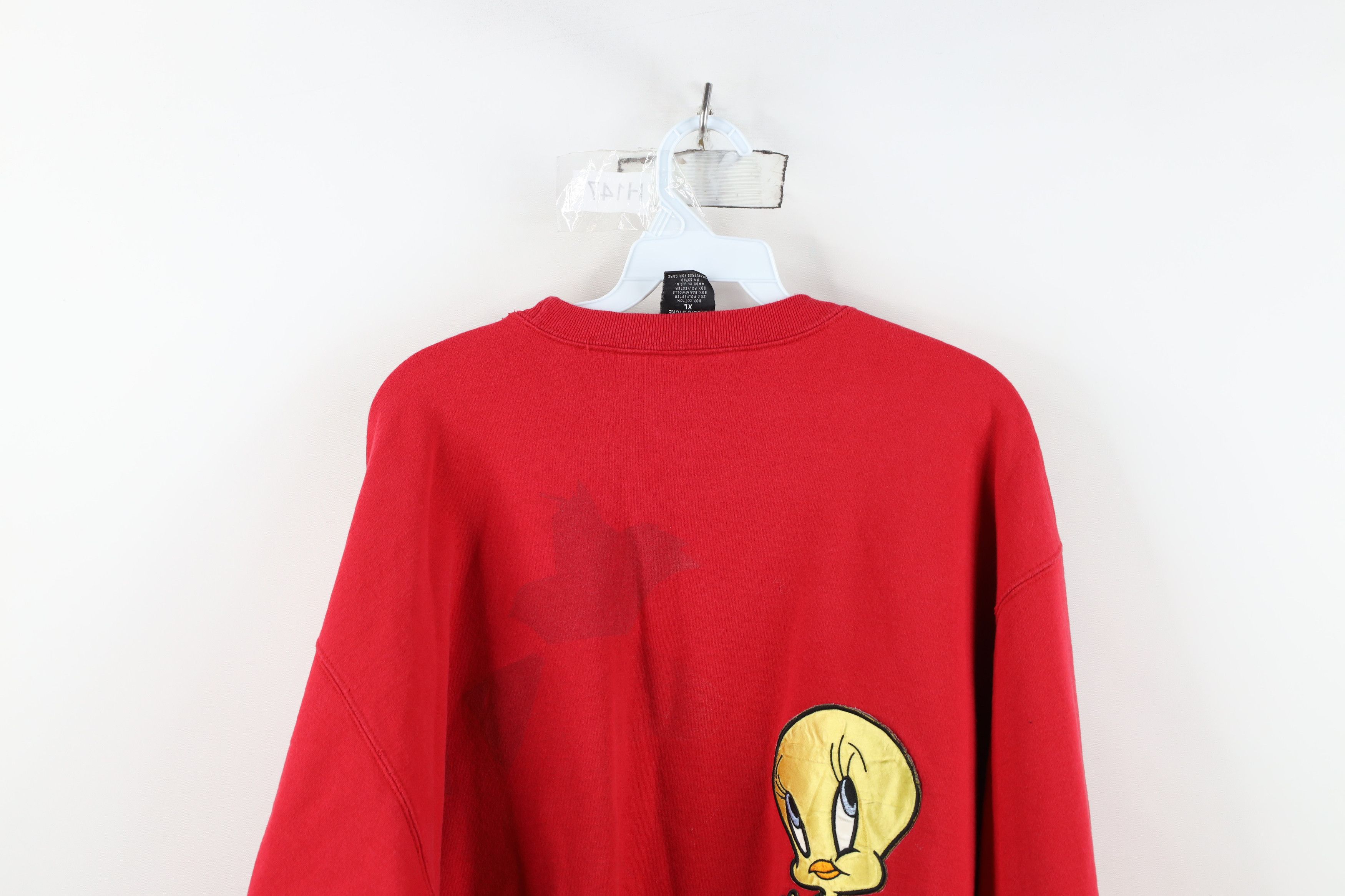 Vintage Vintage 90s Looney Tunes Tweety Bird Sweatshirt Red USA Size XL / US 12-14 / IT 48-50 - 13 Thumbnail