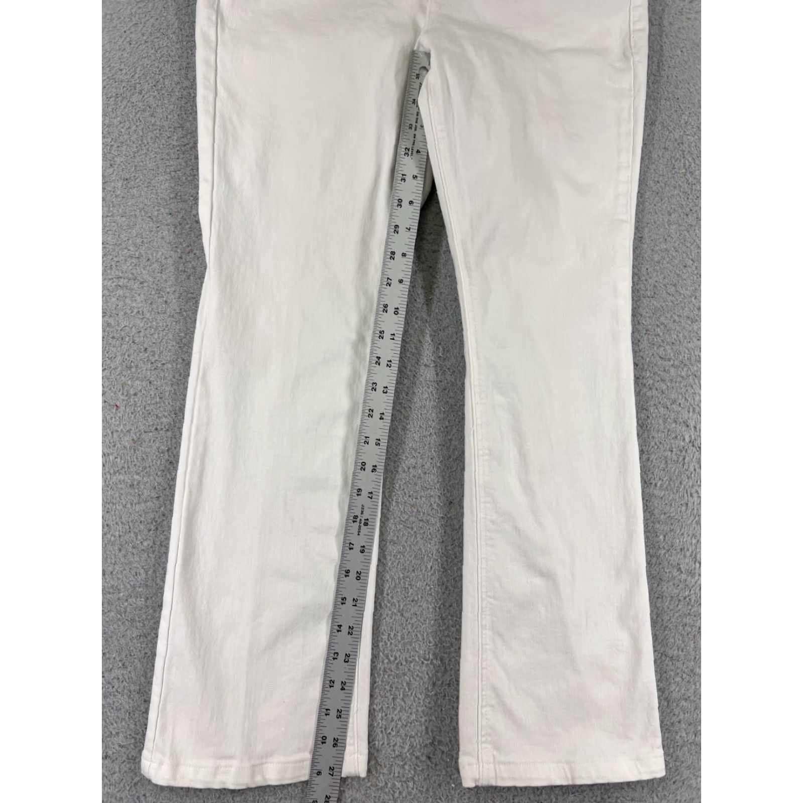 Denime Project Indigo Jeans Womens 10 White Denim Bootcut 27x27 Slim Embroidered Pockets Distressed 5-Pocket Style Regular Size 32" / US 10 / IT 46 - 7 Thumbnail