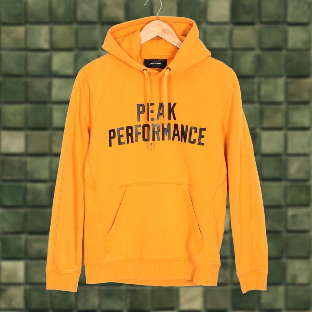 Peak Performance PEAK PERFORMANCE BASE Pullover Hoodie Sweatshirt Mens M Yellow Logo All Seasons Regular Size US M / EU 48-50 / 2 - 1 Thumbnail
