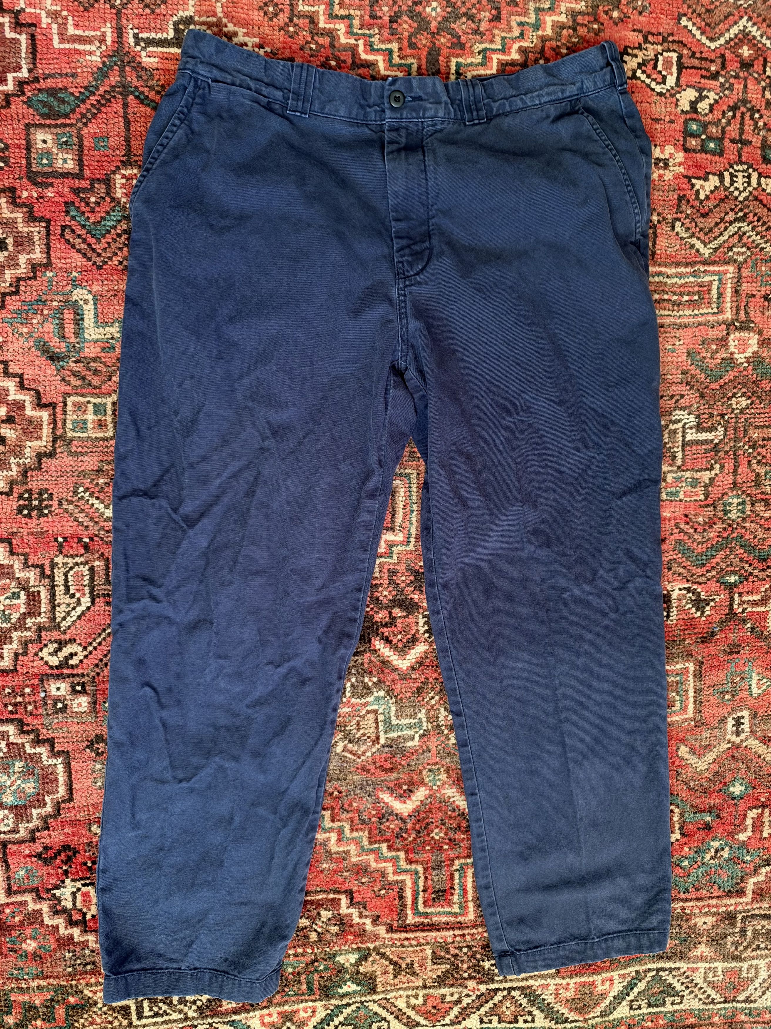 J.Crew J.Crew Garment Dyed Canvas Wide Fit Trousers in Navy, 38x32 Size US 38 / EU 54 - 1 Thumbnail