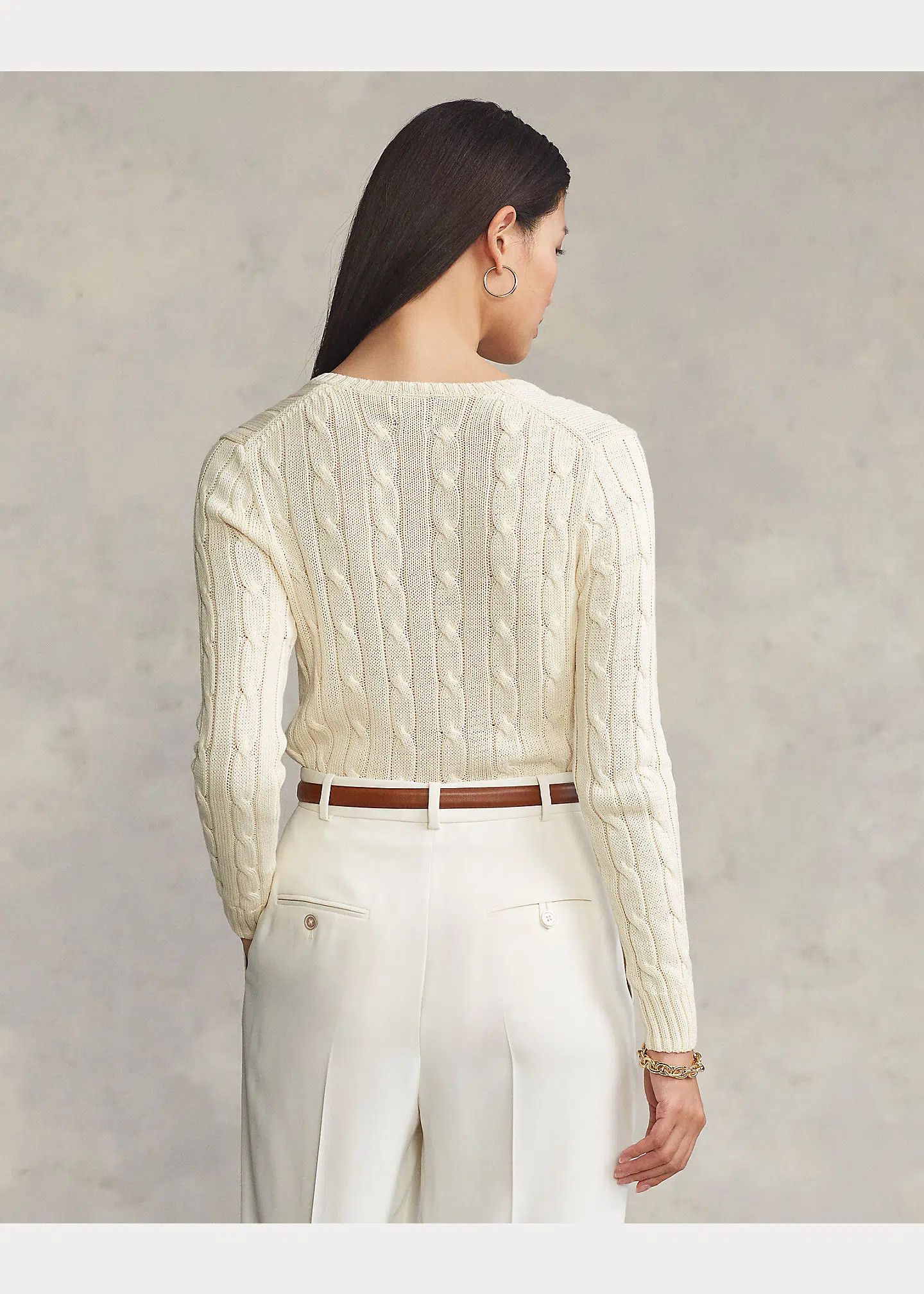 Polo Ralph Lauren Polo Ralph Lauren Kimberly Cable Knit Cream V-neck Sweater Size M / US 6-8 / IT 42-44 - 7 Thumbnail