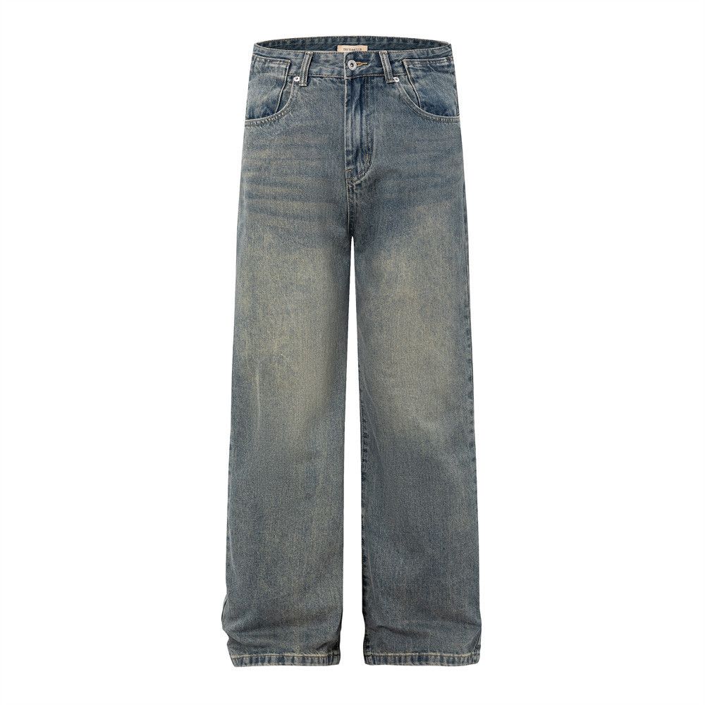 Japanese Brand × Jean Retro washed trendy distressed loose versatile jeans Size US 34 / EU 50 - 1 Thumbnail