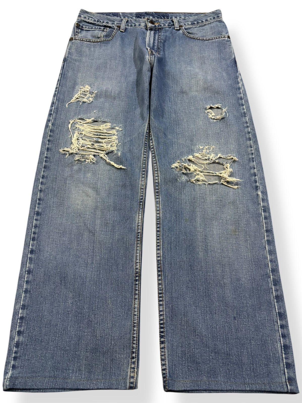 Japanese Brand Vintage Japanese Brand Blue Wash Baggy Distressed Jeans Size US 33 - 1 Thumbnail
