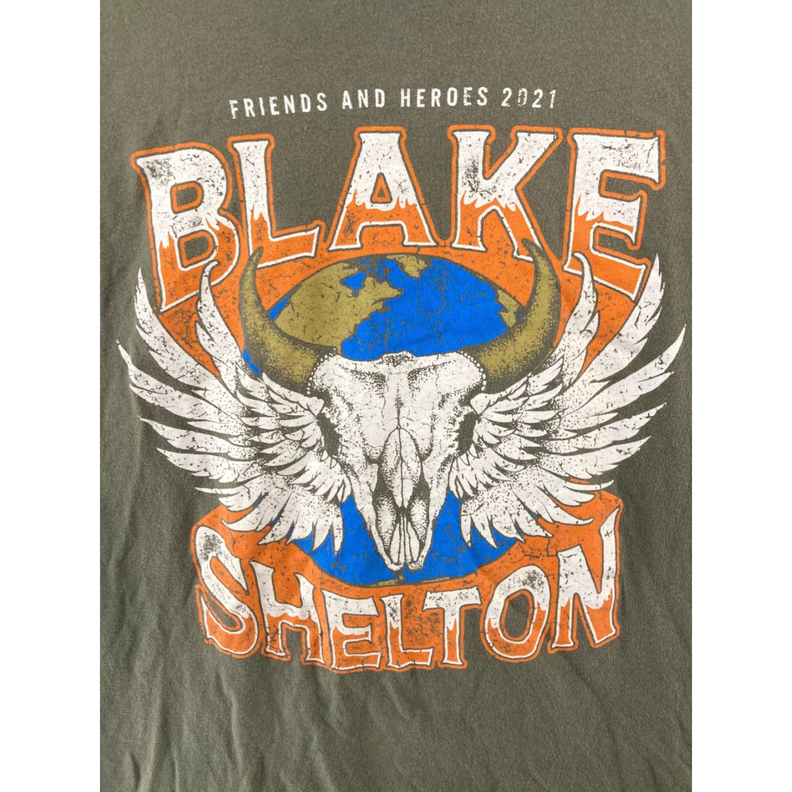 Vintage Canvas Blake Shelton Mens Concert TShirt L Green Shirt Men Adult Large Graphic Print Skull Wings Angel Country Fans Decade None Size US L / EU 52-54 / 3 - 2 Thumbnail