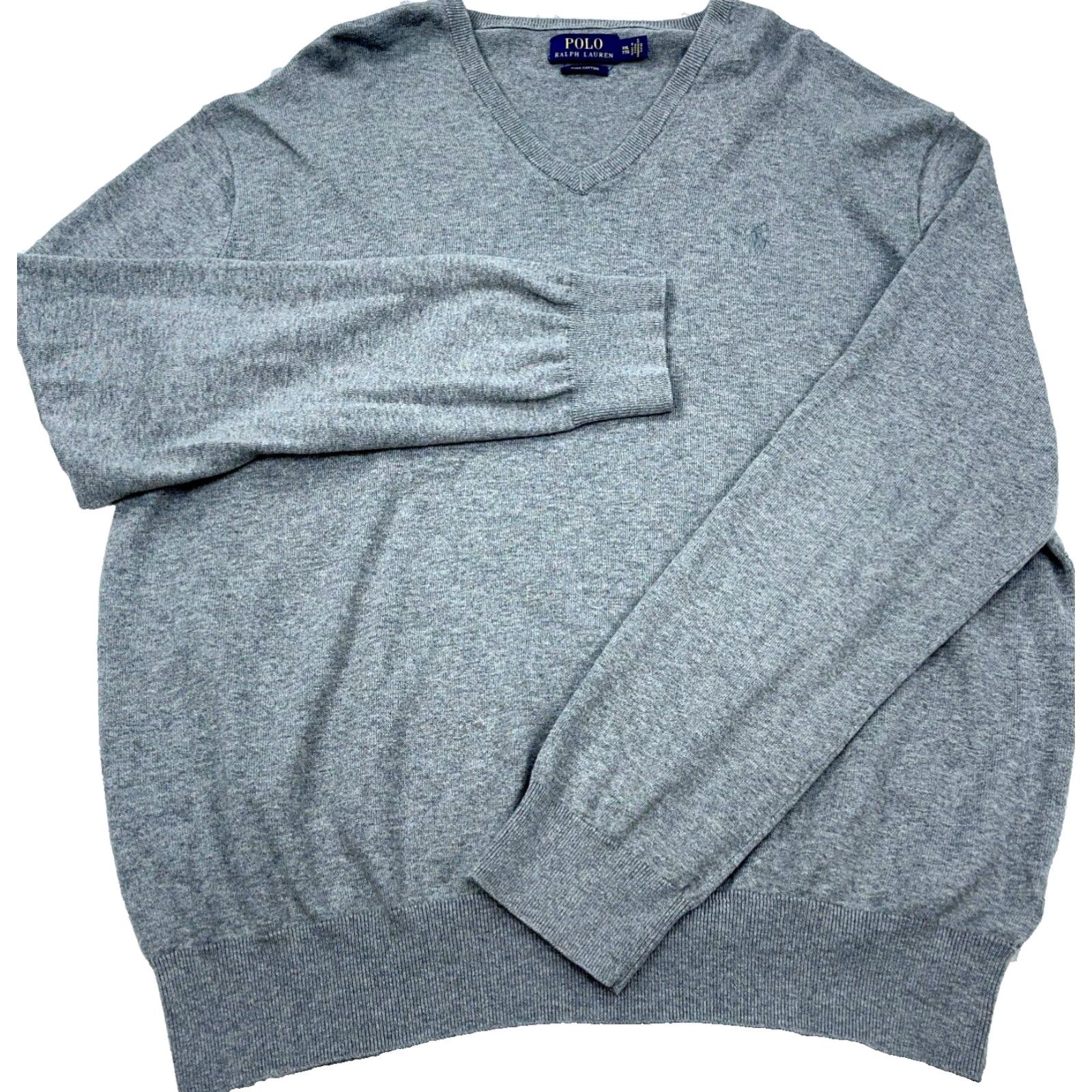 Polo Ralph Lauren Polo Ralph Lauren Sweater Men 2XL Gray V-Neck Pullover Knit Cotton Logo Embroidered Button Zipper Pullover Casual Sports Modern Preppy / Mens Size US XXL / EU 58 / 5 - 2 Thumbnail
