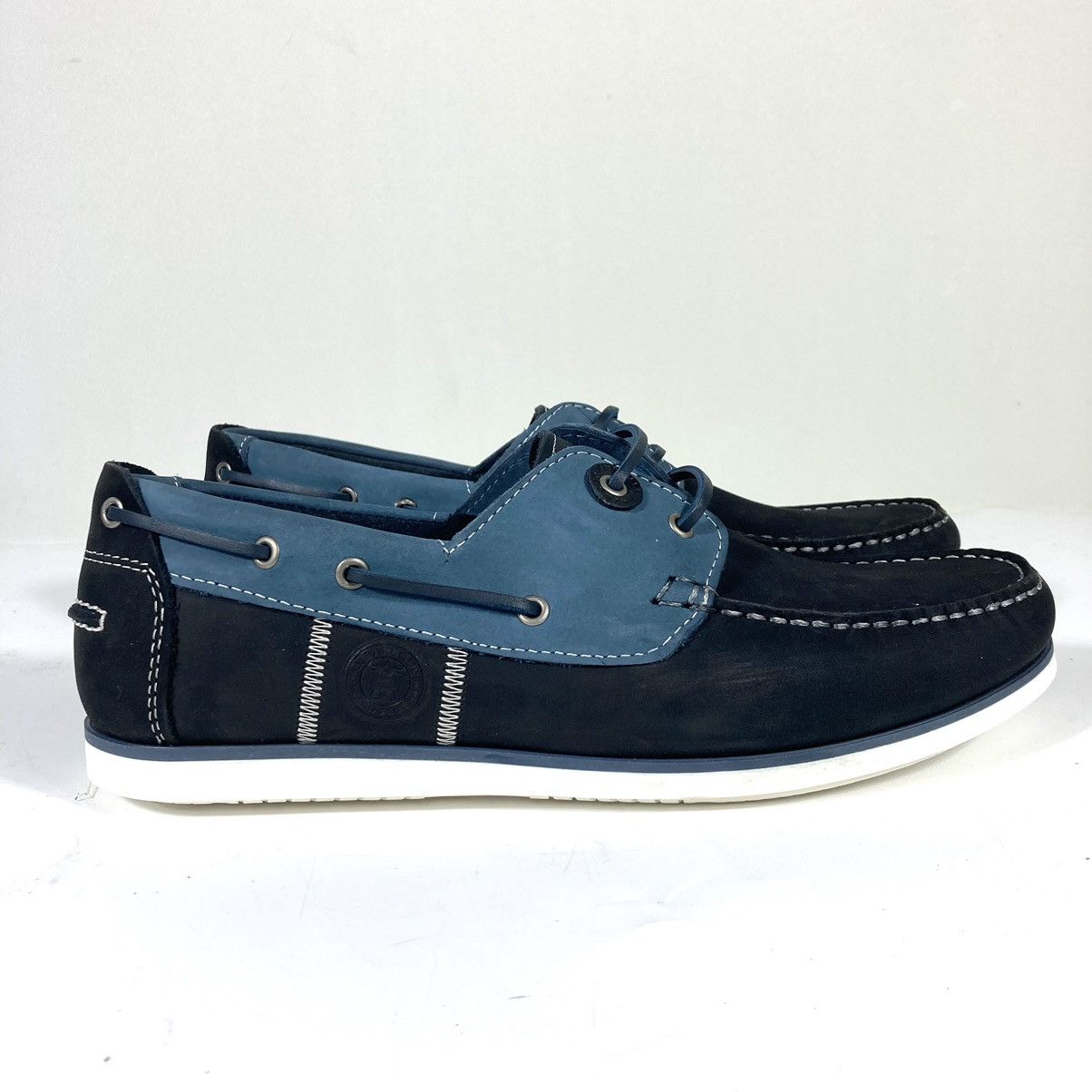 Barbour Barbour Mens Leather & Suede Wake Boat Shoes Washed Blue 12 Size US 12 / EU 45 - 7 Thumbnail