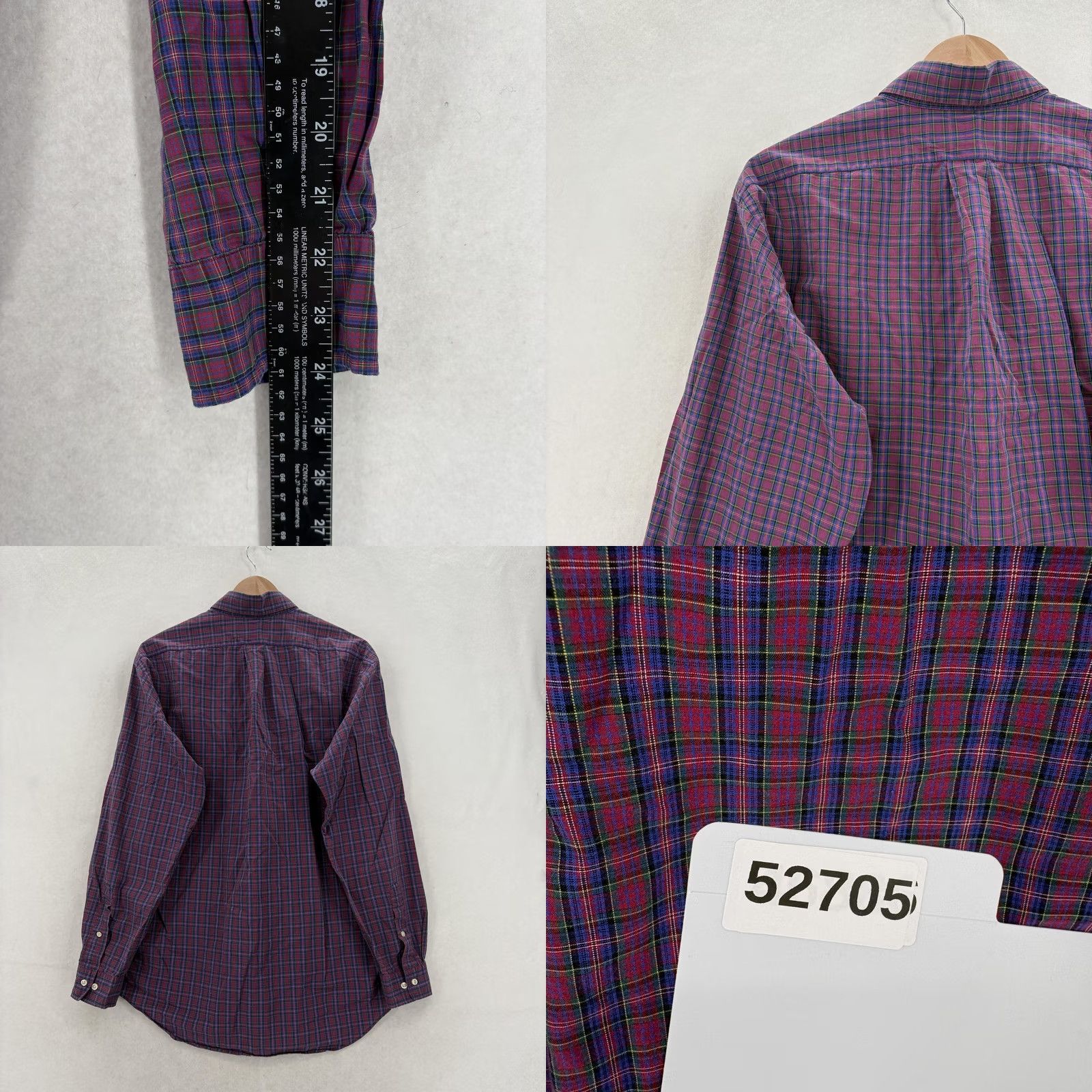 Ralph Lauren VINTAGE Ralph Lauren Shirt Mens 15.5 34/35 Purple Check Long Sleeve Yarmouth 90s Size US L / EU 52-54 / 3 - 8 Thumbnail