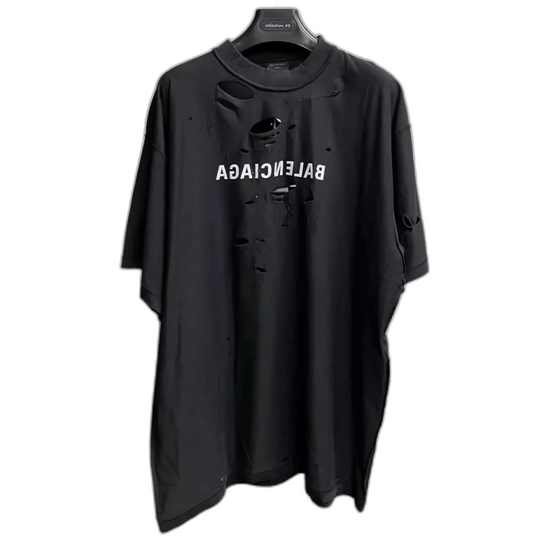 Balenciaga Black Letter Print Short Sleeve T-Shirt