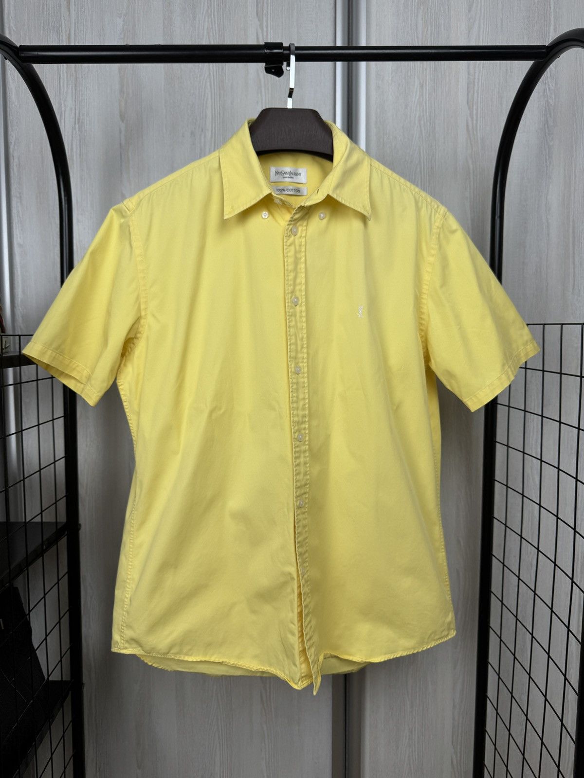 Vintage Yves Saint Laurent pour homme yellow short sleeve shirt Size US L / EU 52-54 / 3 - 3 Thumbnail