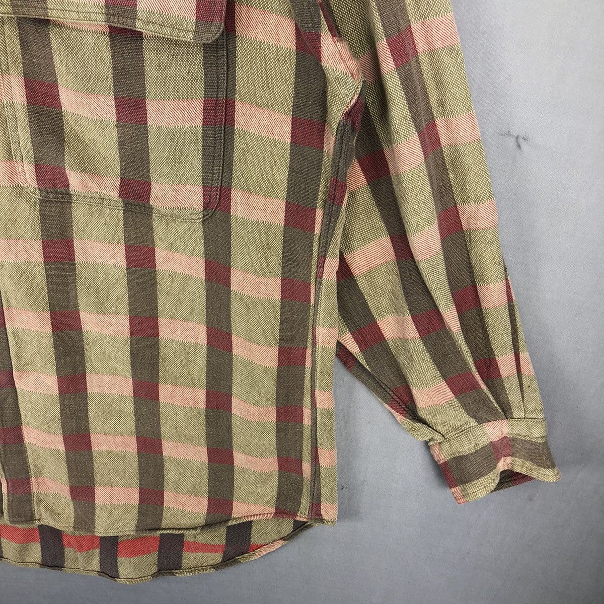 Flannel Vintage 80's Flannel Double Flap Pocket Checker by BORG Size US L / EU 52-54 / 3 - 3 Thumbnail