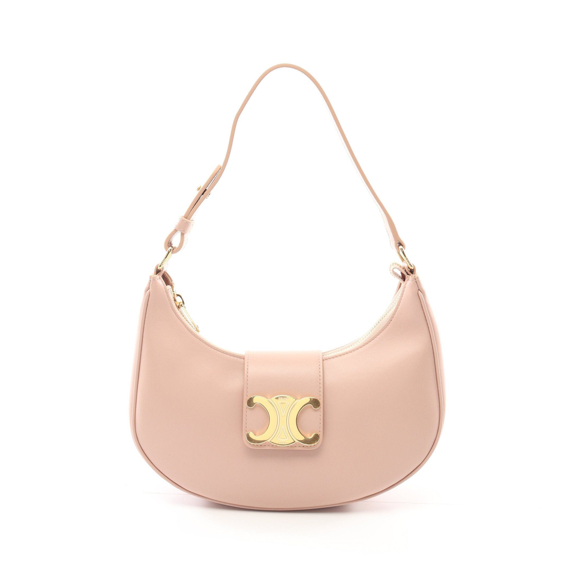 Celine Ava Triomphe Medium One Shoulder Bag Leather Pink Beige in Neutrals, Women's