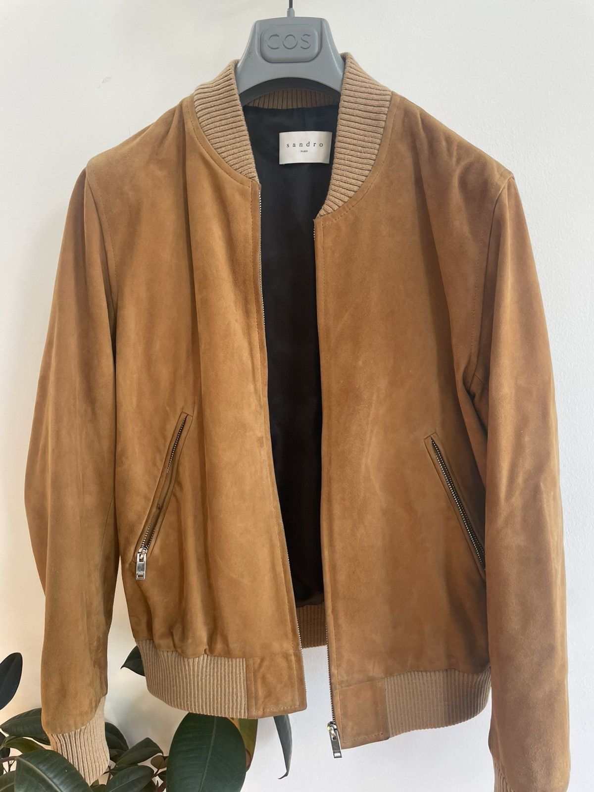 Sandro suede bomber jacket deals