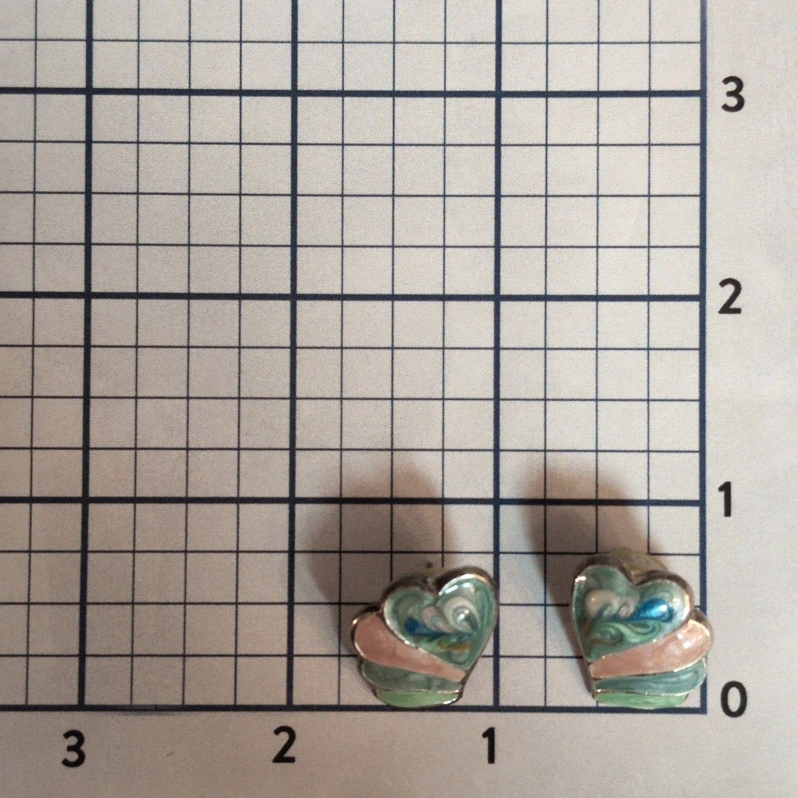 Other VTG 1980s Mint Green & Tan Cloisonne Heart-Shaped Earrings Size ONE SIZE - 5 Thumbnail