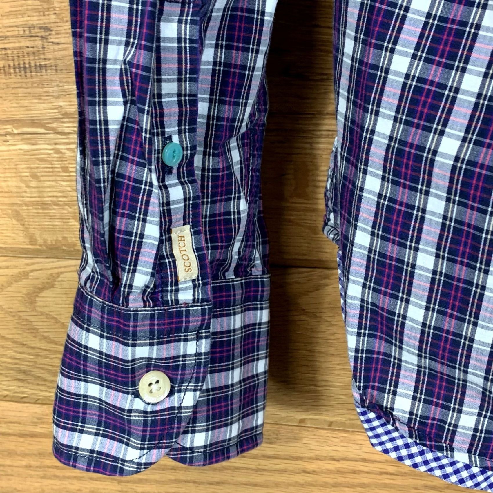 Scotch & Soda Scotch & Soda Shirt Mens Size M Plaid Button Up Purple Pink Multi Aloha London Size US M / EU 48-50 / 2 - 5 Thumbnail