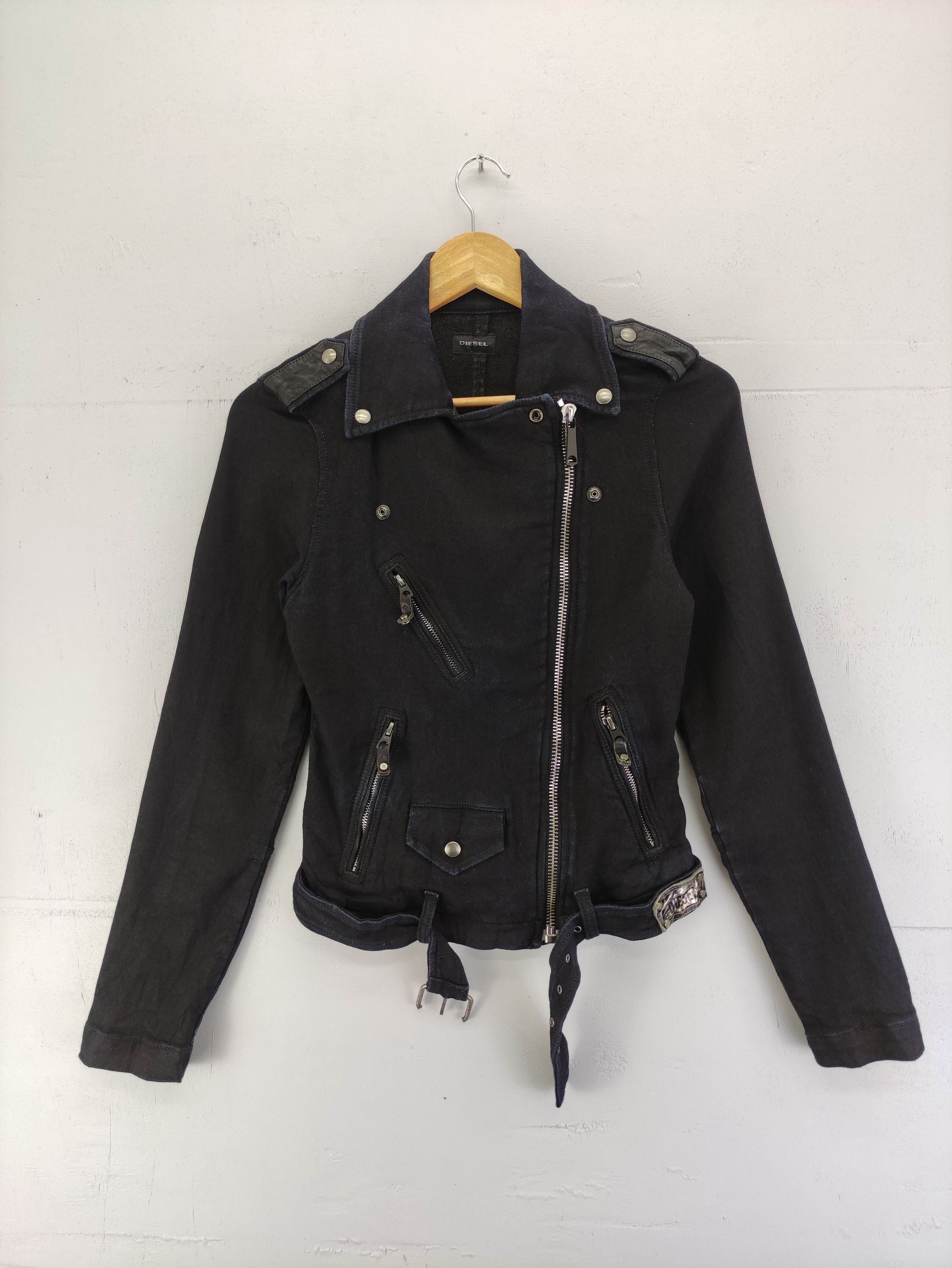 Diesel Vintage Diesel Black Motorcycle Jacket Zipper Size XXS / US 00 / IT 34 - 1 Thumbnail