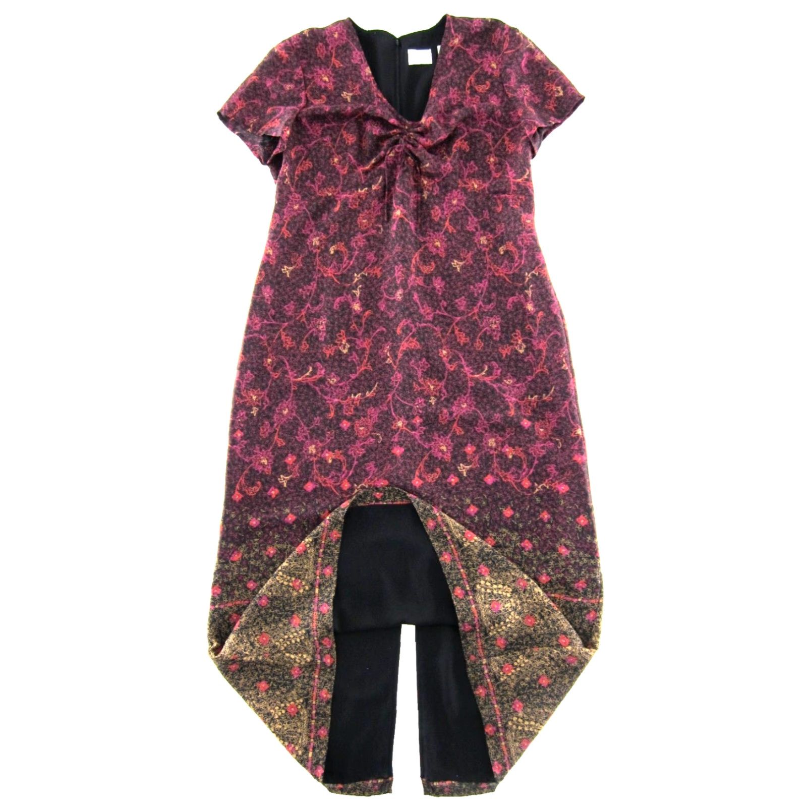 Liz Claiborne Emma James Liz Claiborne Pink Orange Brown Short Sleeve Long Maxi Dress 14 Size 36" / US 14 / IT 50 - 5 Thumbnail