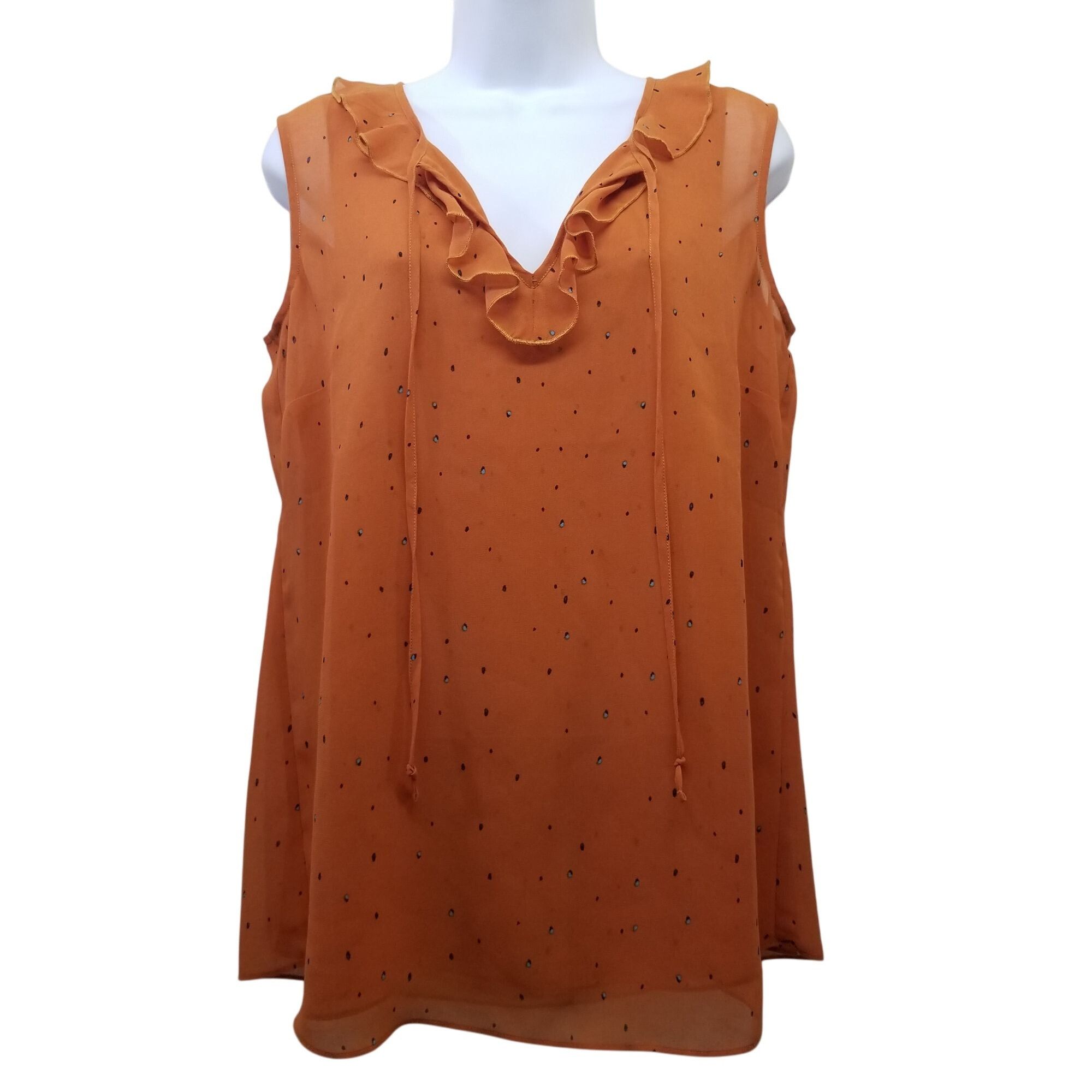 Other CAbi S Orange Sheer Sleeveless Ruffle Top Shirt SPRINKLE 376 Size S / US 4 / IT 40 - 3 Thumbnail