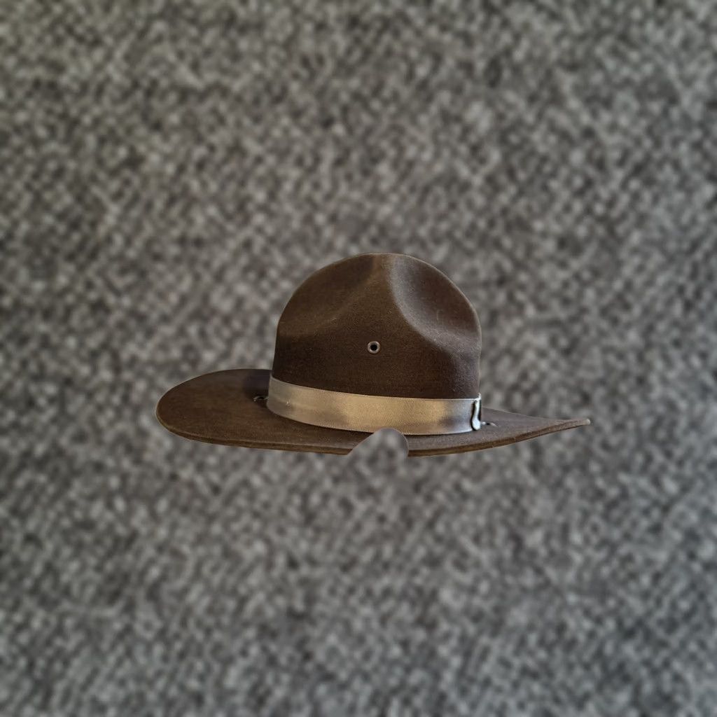 FELT VINTAGE Stratton Self Forming Drill Sergeant Instructor Wool Felt Hat 6 3/4 USA Strapton Stratton Campaign Hat Men Brown Wool Felt Hat USA 6 3/4 Size ONE SIZE - 1 Thumbnail