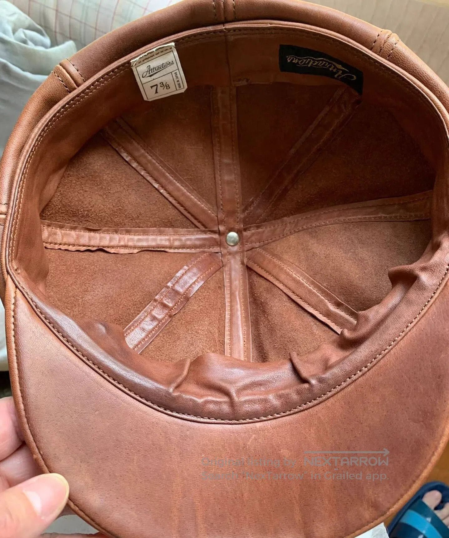 Other Brown Vintage Leather Octagonal Hat. Size ONE SIZE - 5 Thumbnail