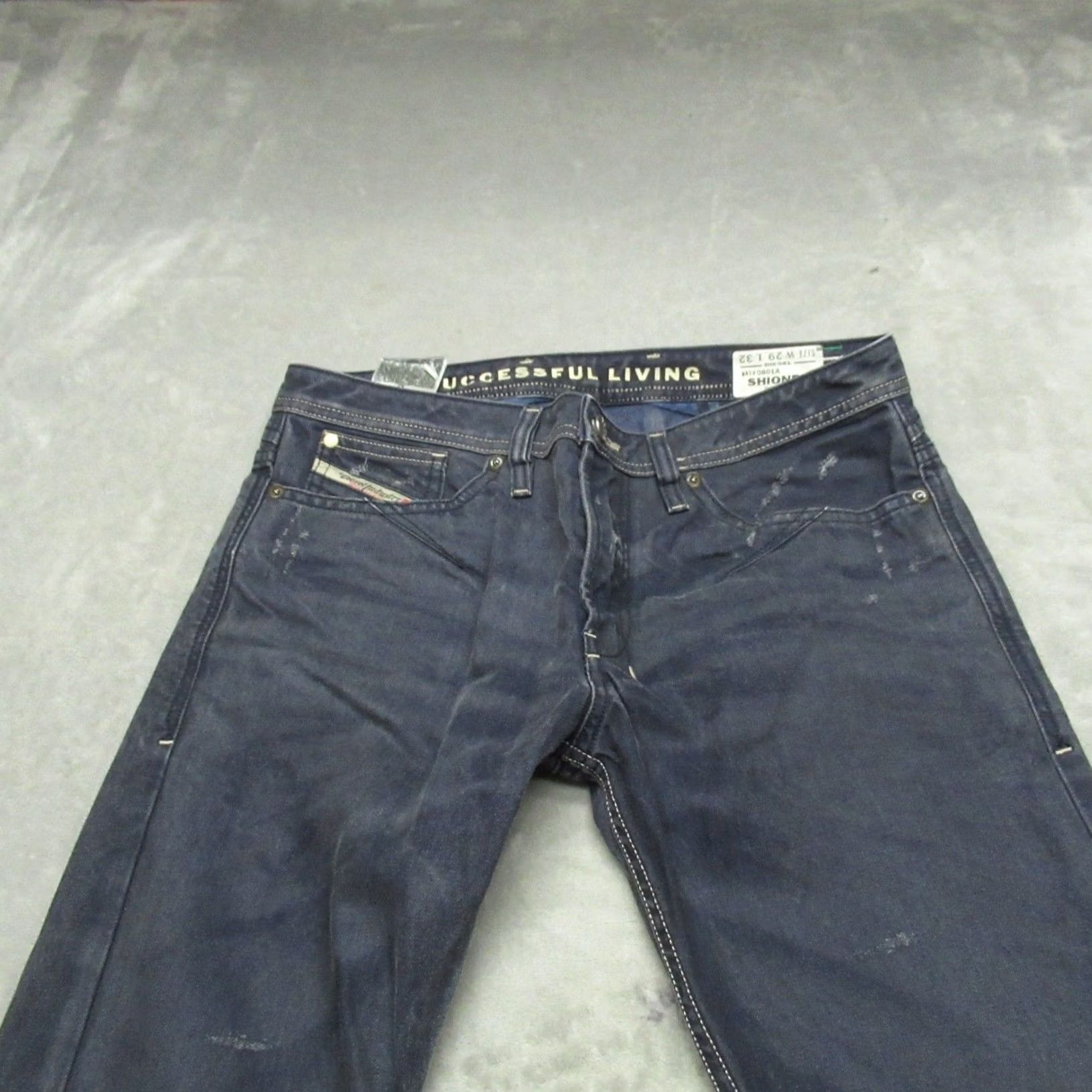 Diesel Diesel Shioner Jeans Slim Skinny 29x32 Dark Wash Denim Streetwear Men Blue 0801A Button Fly Size US 29 - 7 Thumbnail