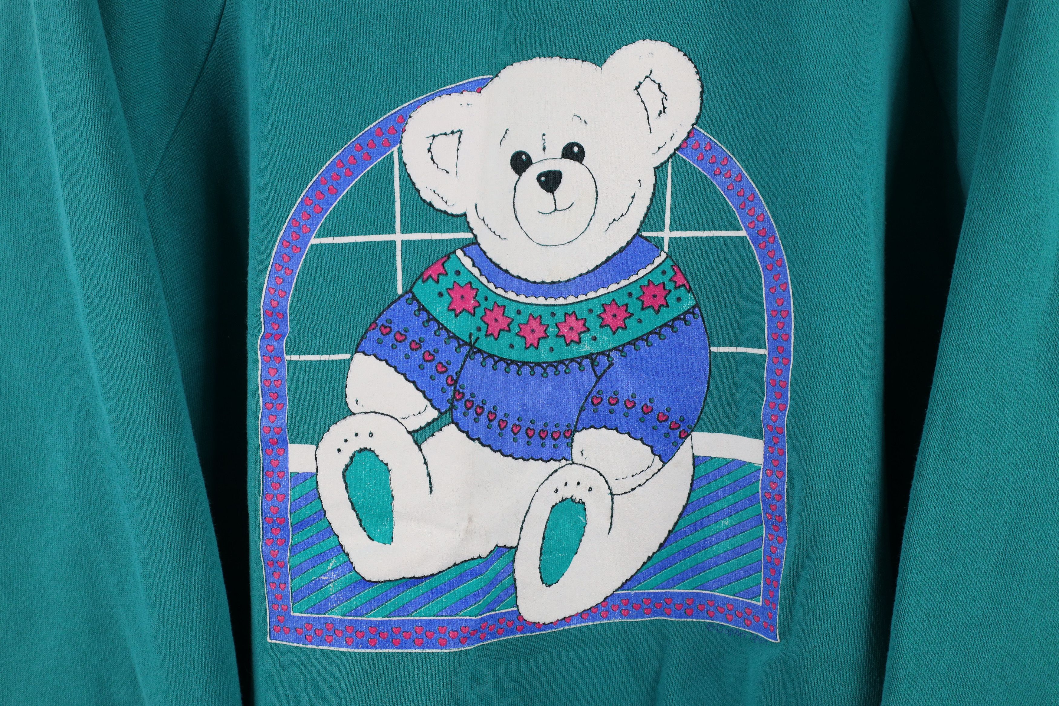 Vintage Vintage 90s Streetwear Christmas Teddy Bear Sweatshirt USA Size 3XL / US 20-22 - 4 Thumbnail
