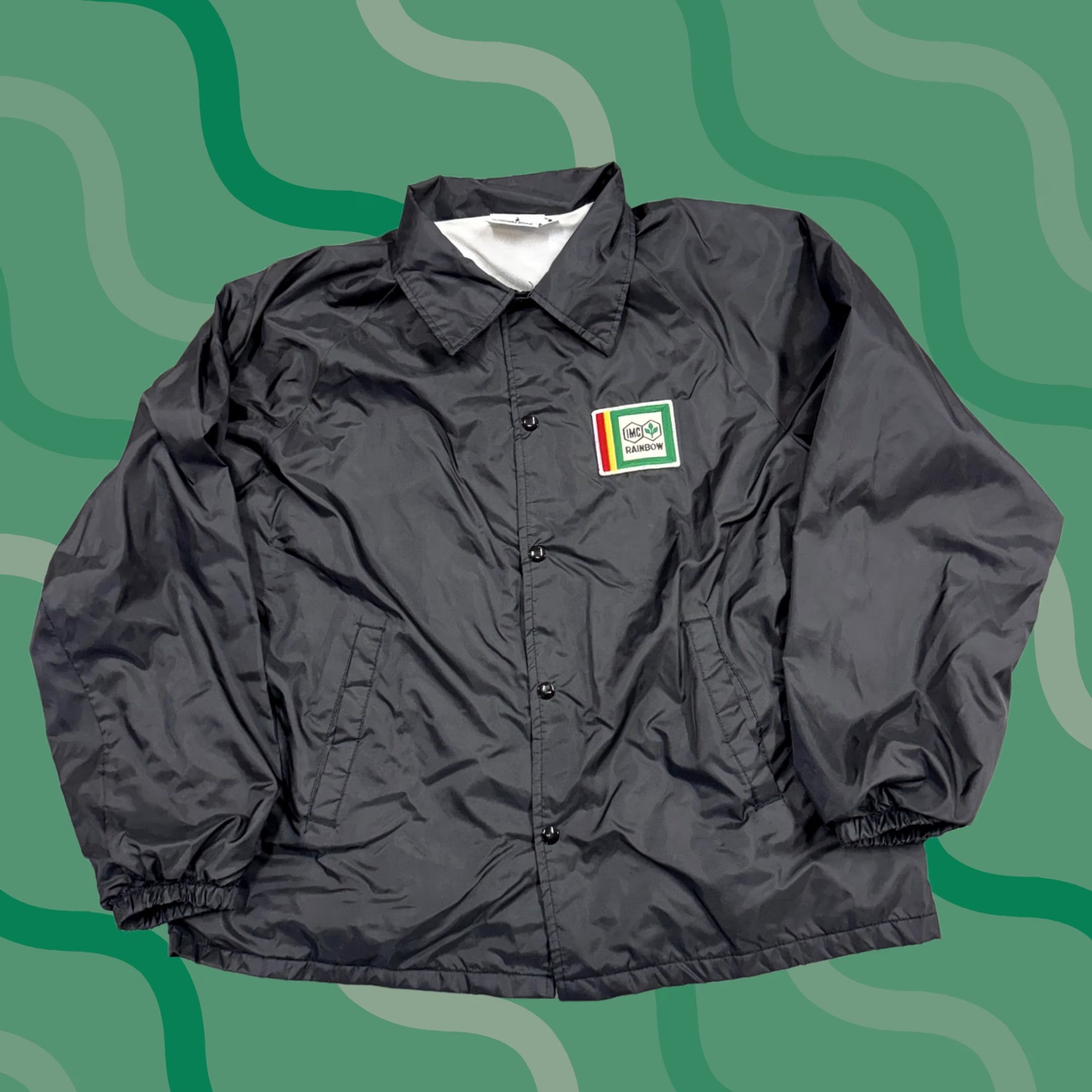 Rainbow VINTAGE LMC Rainbow Jacket Mens XL Black Nylon K-Brand Coaches Made USA 80s Size US XL / EU 56 / 4 - 1 Thumbnail