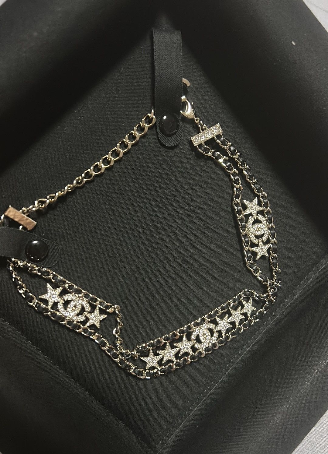 Chanel Chanel Star Metal and Lamb Leather Choker Necklace Size ONE SIZE - 3 Thumbnail