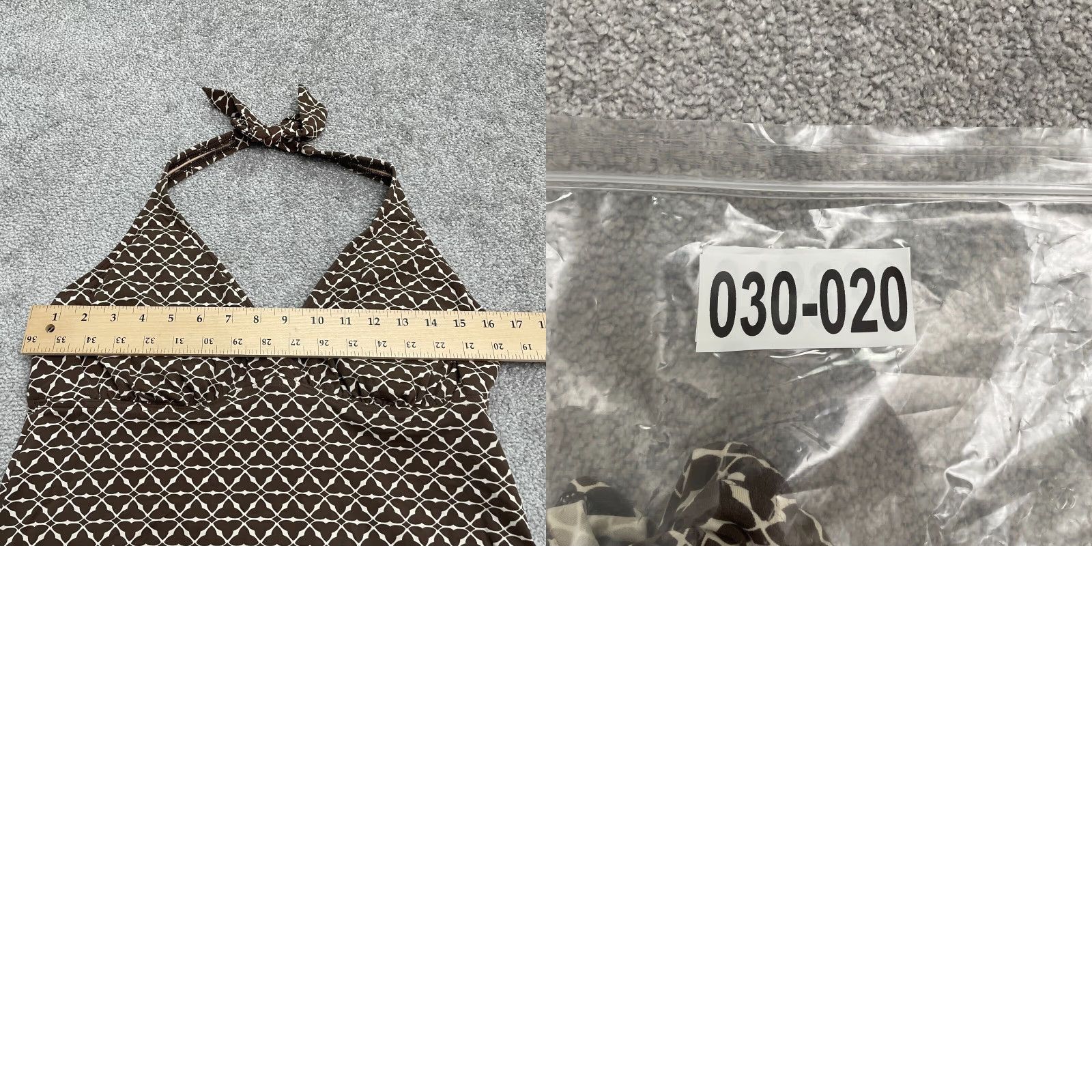Lands' End Lands' End Tankini Womens 12 Brown Geometric Halter Padded Backless Swim Top Shirt Adult 12 Womens Mens Girls Size ONE SIZE - 8 Thumbnail