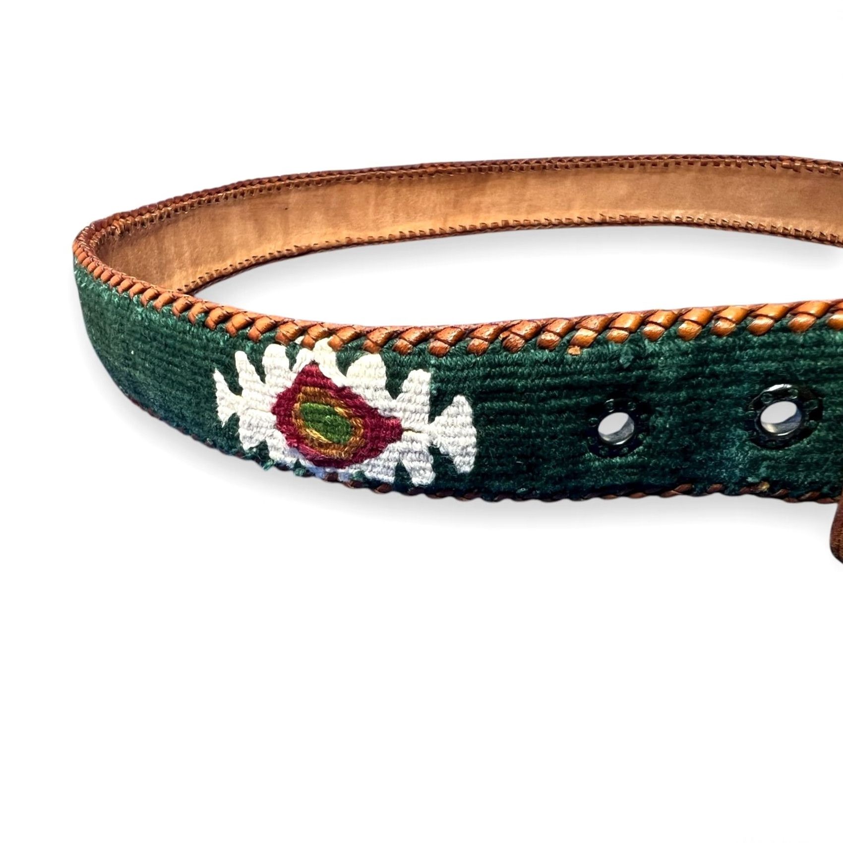 Vintage VINTAGE Style Belt Womens M Green Southwestern Leather Chicchan Handcrafted Belt Western Belt Size ONE SIZE - 3 Thumbnail