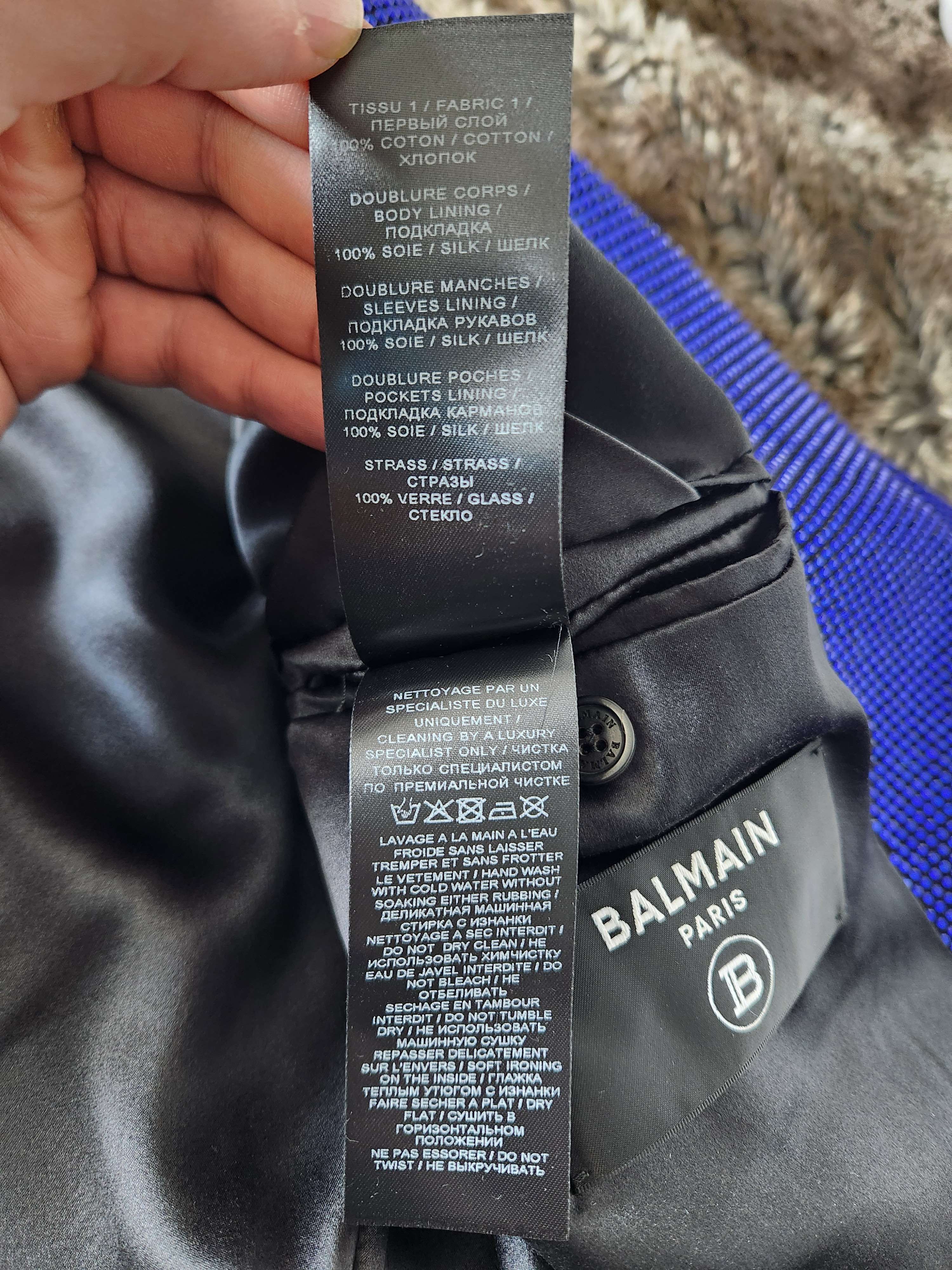 Balmain Balmain Blue Crystal Moto Jacket Size US M / EU 48-50 / 2 - 5 Thumbnail