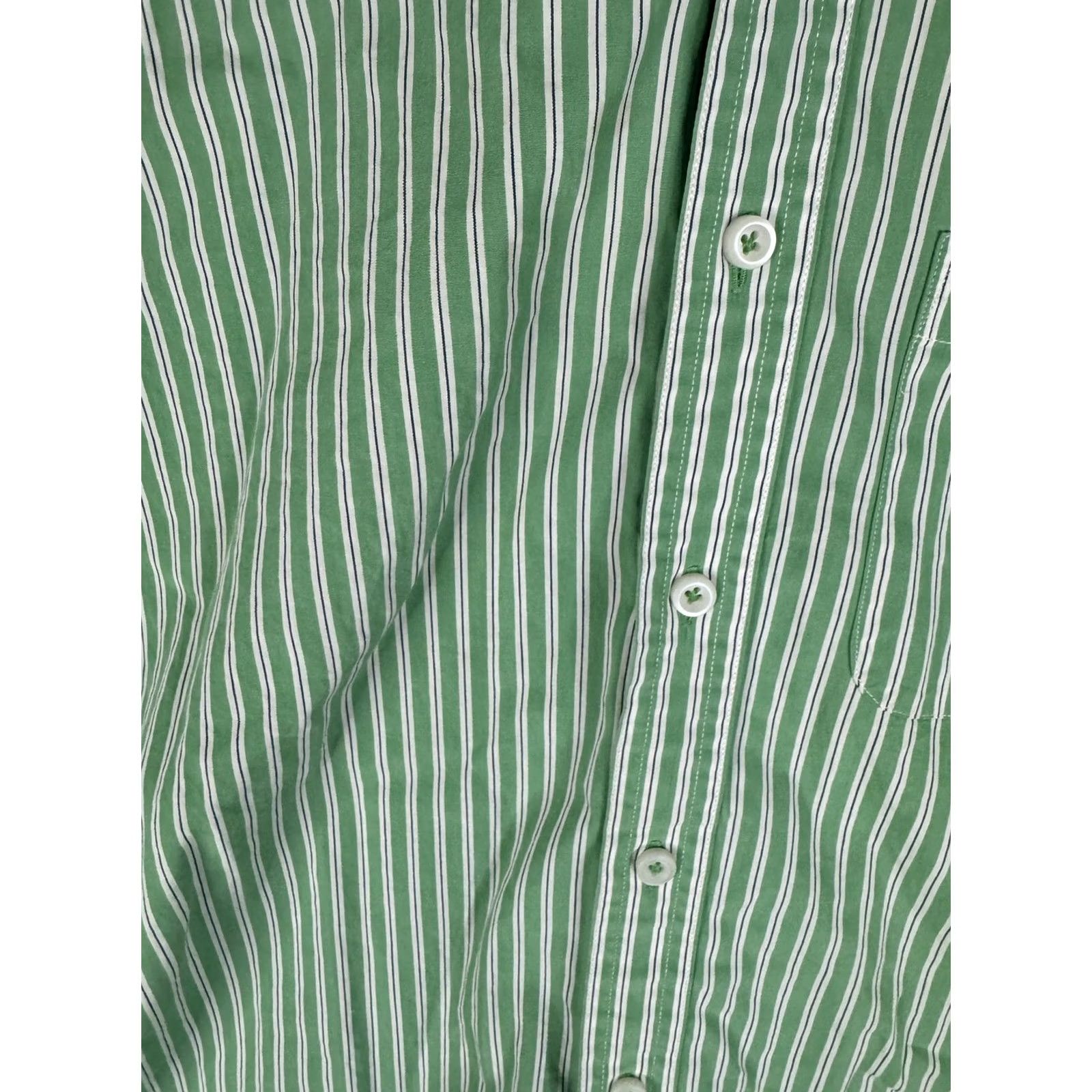 Brooks Brothers Brooks Brothers Shirt Mens Large Green White Stripe Button Front Cotton Size US L / EU 52-54 / 3 - 6 Thumbnail