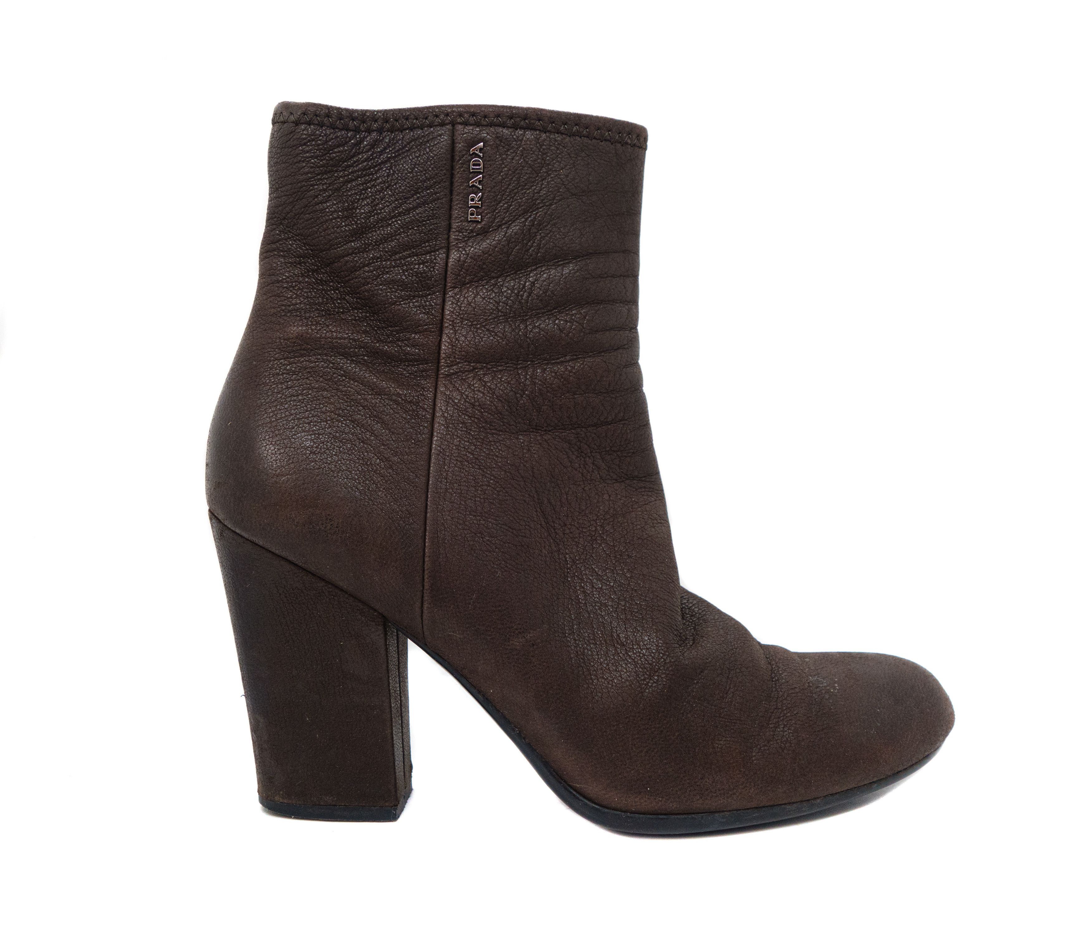 Prada Logo Leather Ankle Toe Boots Size US 8.5 / IT 38.5 - 1 Thumbnail