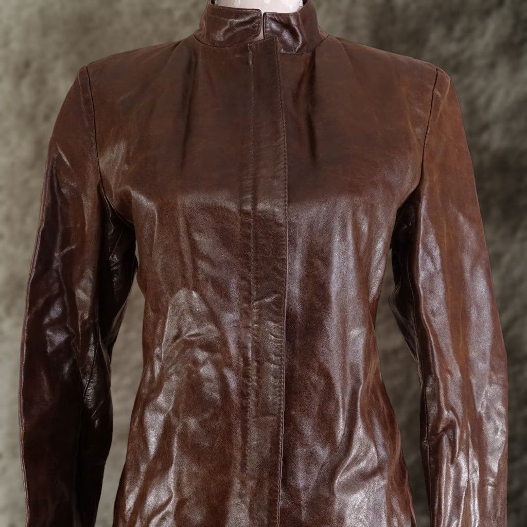 Vintage Vintage ADAM Made in Italy Leather Vera Pelle Brown Zip Women's Jacket, Size Large, Casual Style Size L / US 10 / IT 46 - 1 Thumbnail