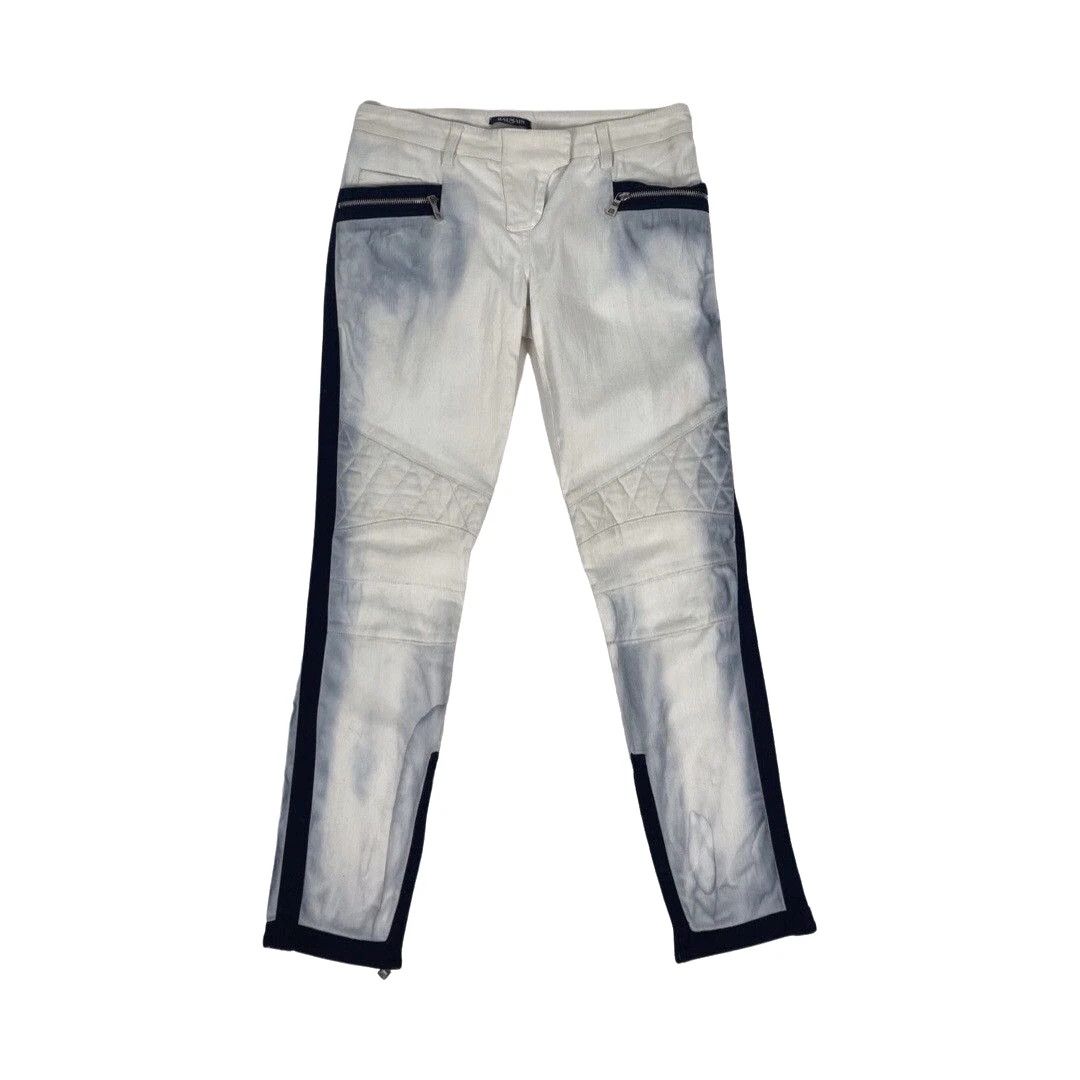 Balmain Balmain Washed Denim Pants Biker Moto Vintage Women’s Sz 40 Size 27" / US 4 / IT 40 - 1 Thumbnail