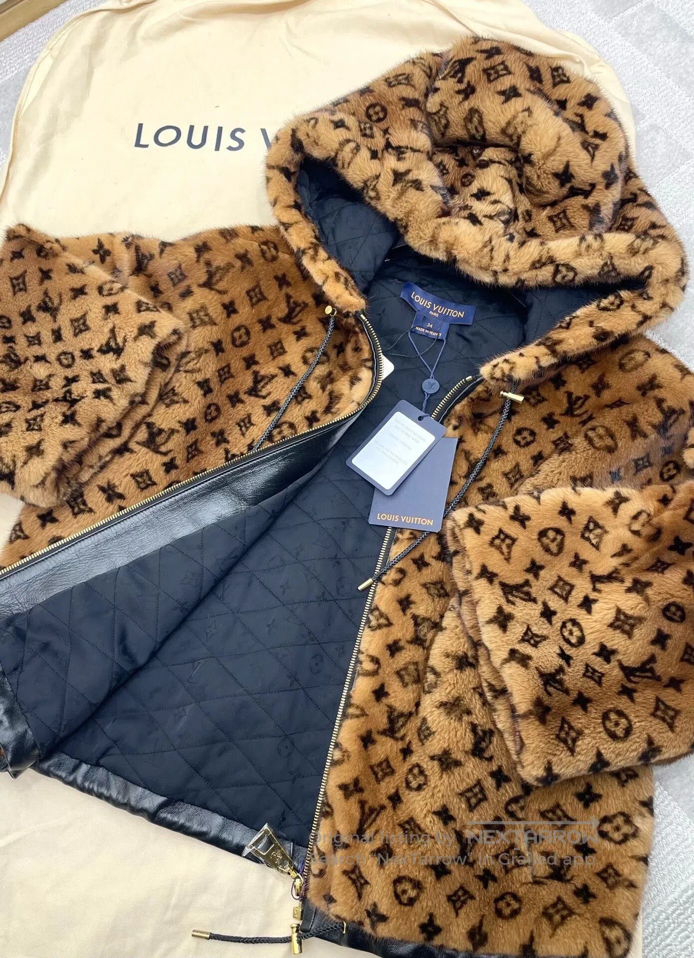 Louis Vuitton LV Monogram Hooded Mink Fur Coat. Size XXS / US 00 / IT 34 - 5 Thumbnail