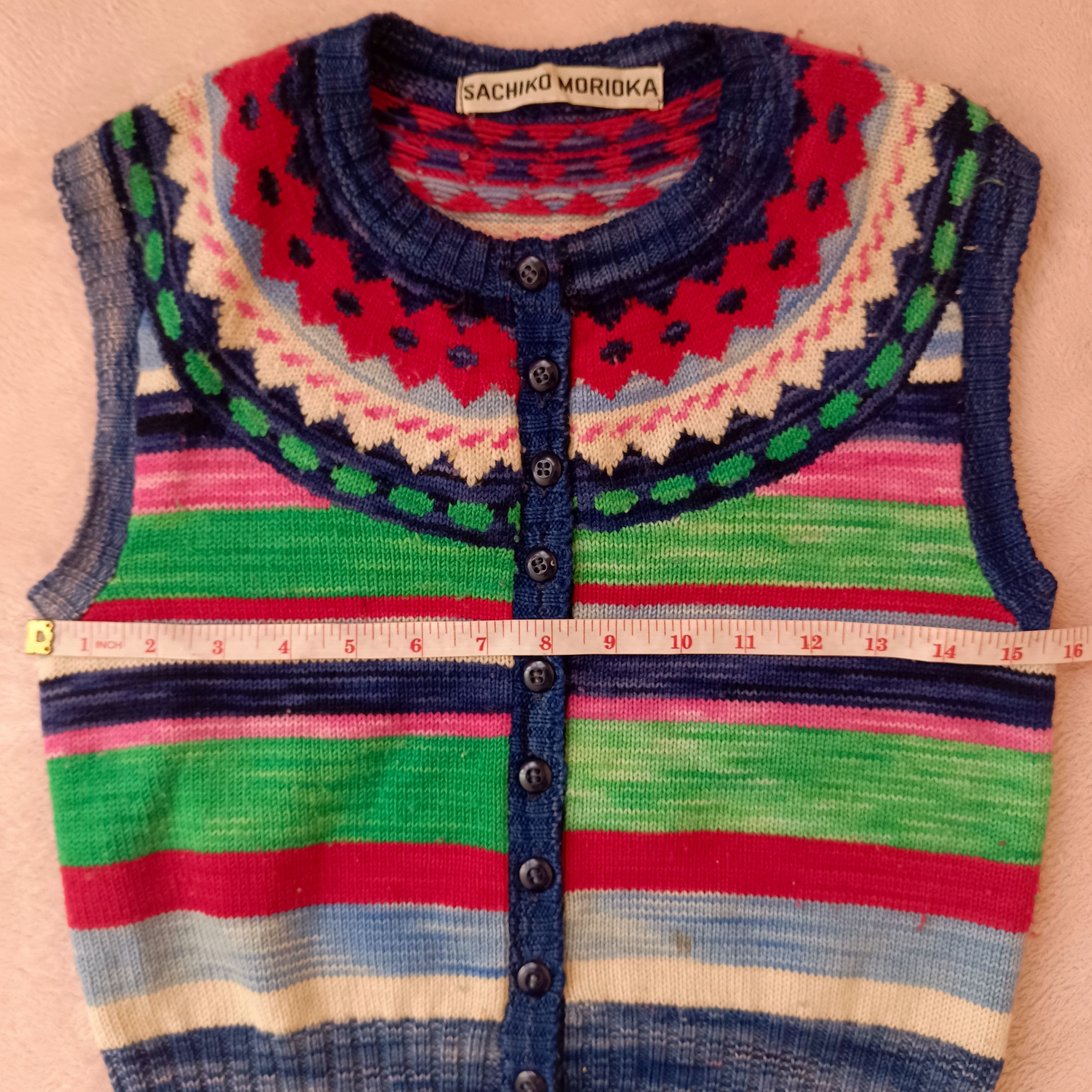 Japanese Brand Vintage Morioka Sachiko Handmade Knitted Vest Size S / US 4 / IT 40 - 3 Thumbnail