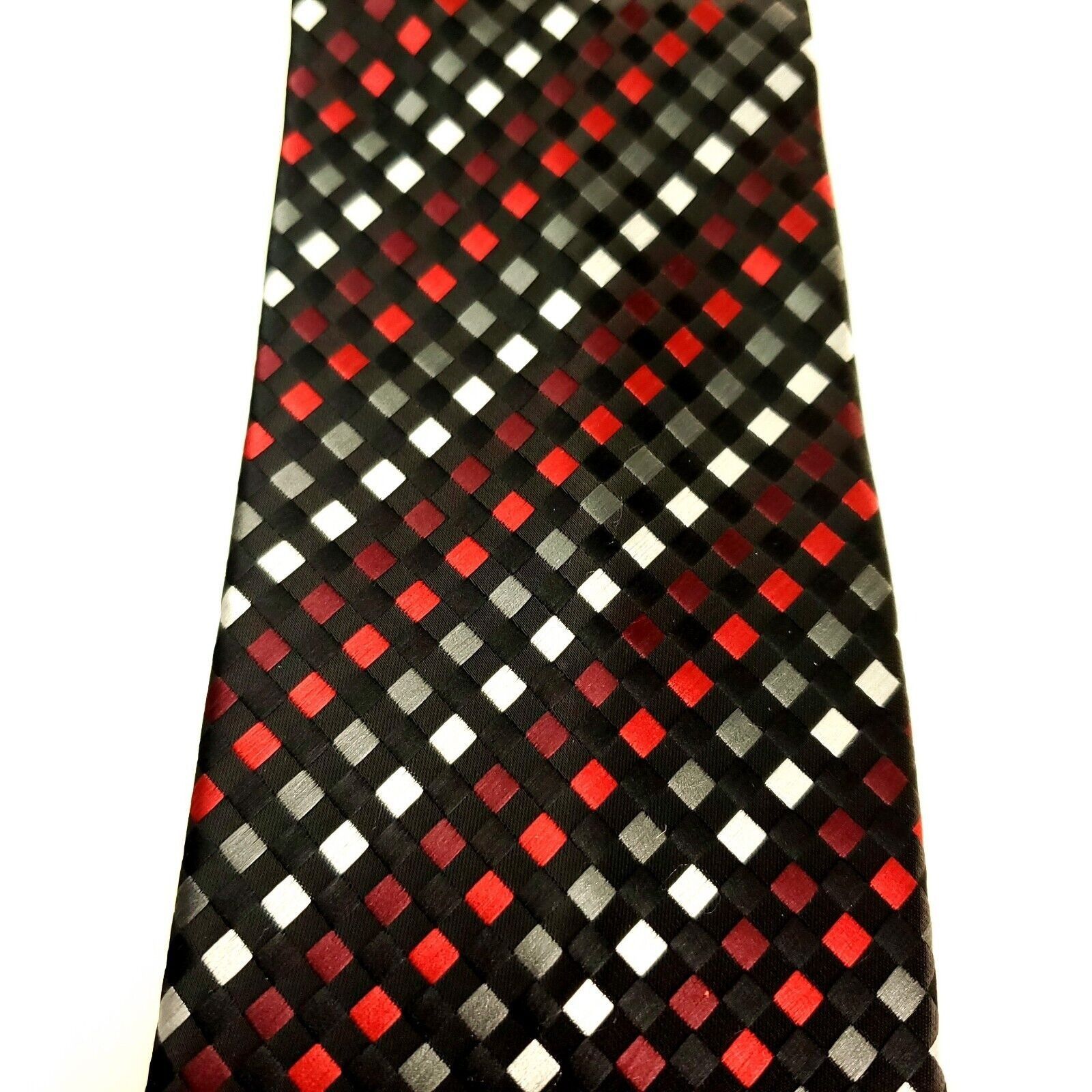 Vintage Knightsbridge Polyester Tie Red Gray Geometric Size ONE SIZE - 2 Thumbnail