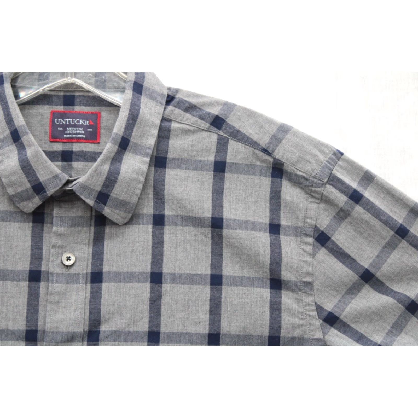 UNTUCKit UNTUCKit Shirt Men’s Gray Windowpane Plaid Cotton Long Sleeve Button-Up Size US M / EU 48-50 / 2 - 2 Thumbnail