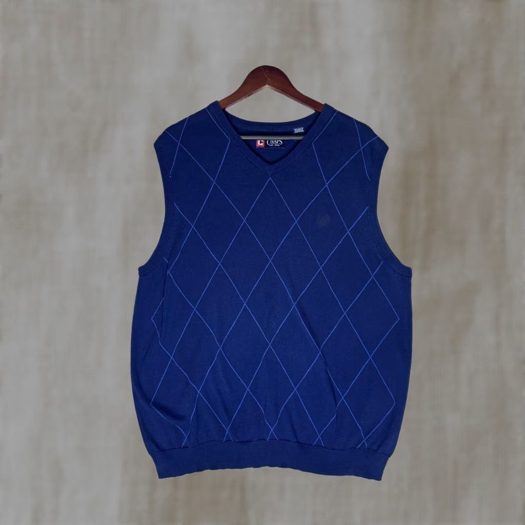 Chaps Chaps Mens Navy Blue Argyle Knit Vest L Cotton Sleeveless Sweater Vest Bohemian? Authentic Size US L / EU 52-54 / 3 - 1 Thumbnail