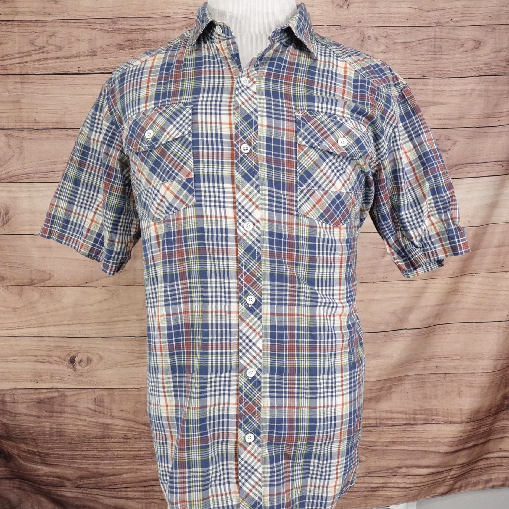 Vintage REI Shirt XL Blue Plaid Short Sleeve Button-Front Cotton Western Pockets Mens Size US XL / EU 56 / 4 - 3 Thumbnail