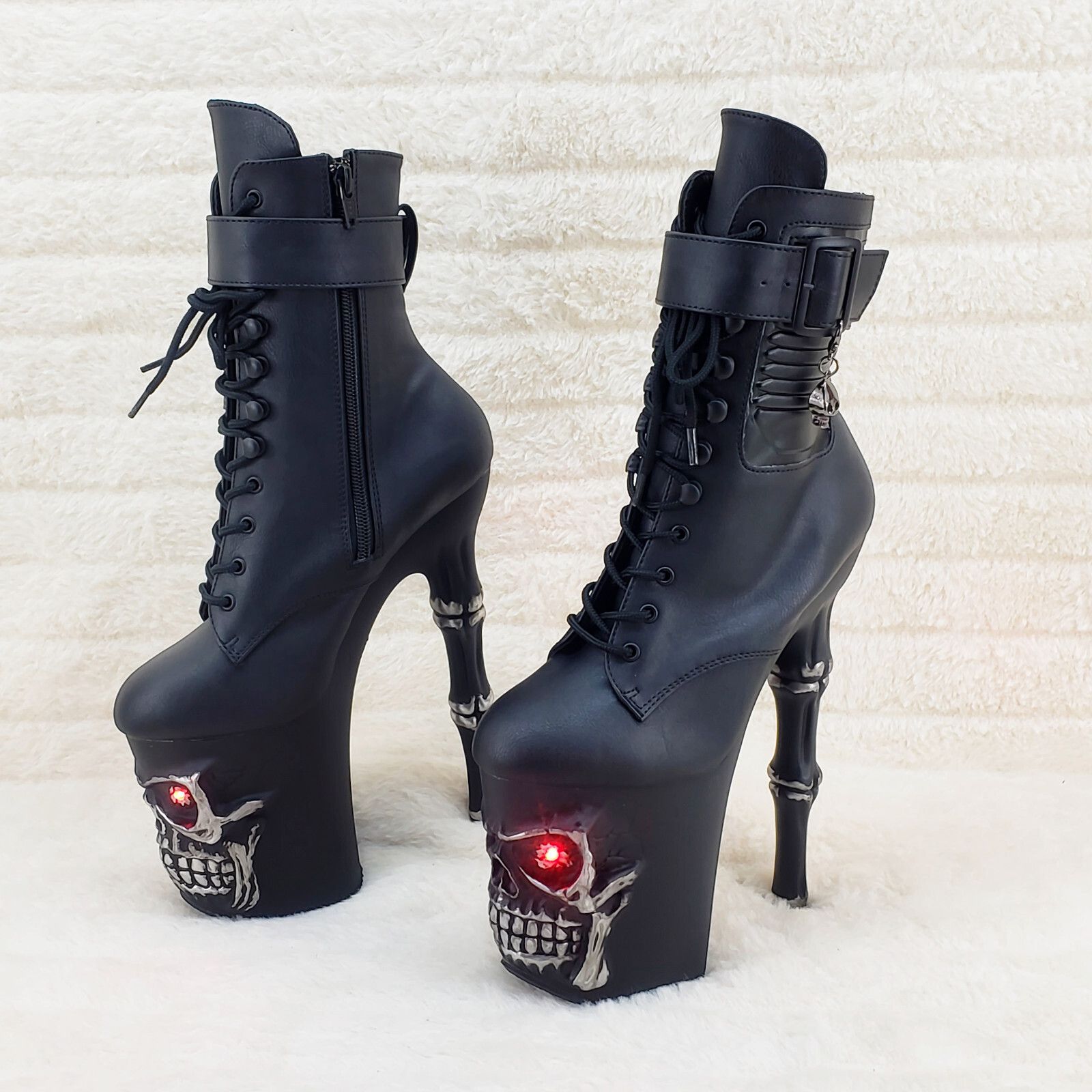 Other Rapture Black Skull & Bones 8" High Heel Platform Ankle Boot Size US 10 / IT 40 - 1 Thumbnail